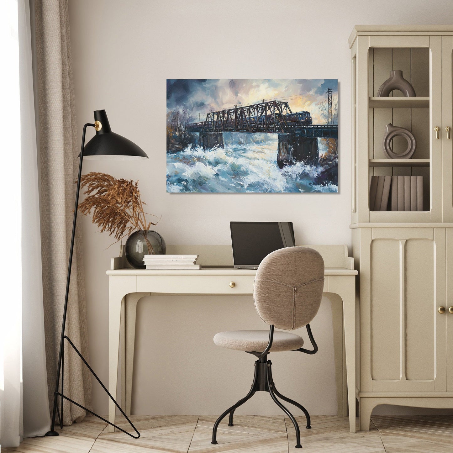 Train Over River Canvas
