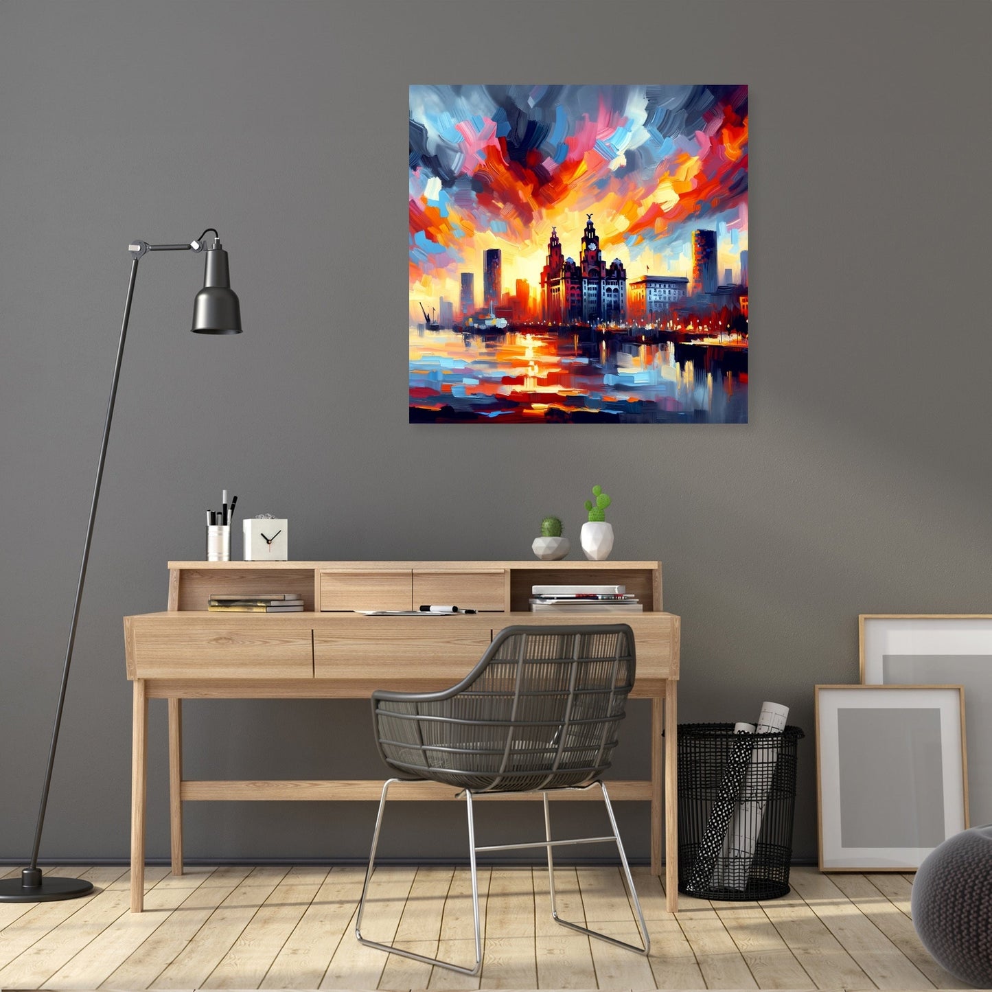 Expressionist Sunset Liverpool Skyline Canvas