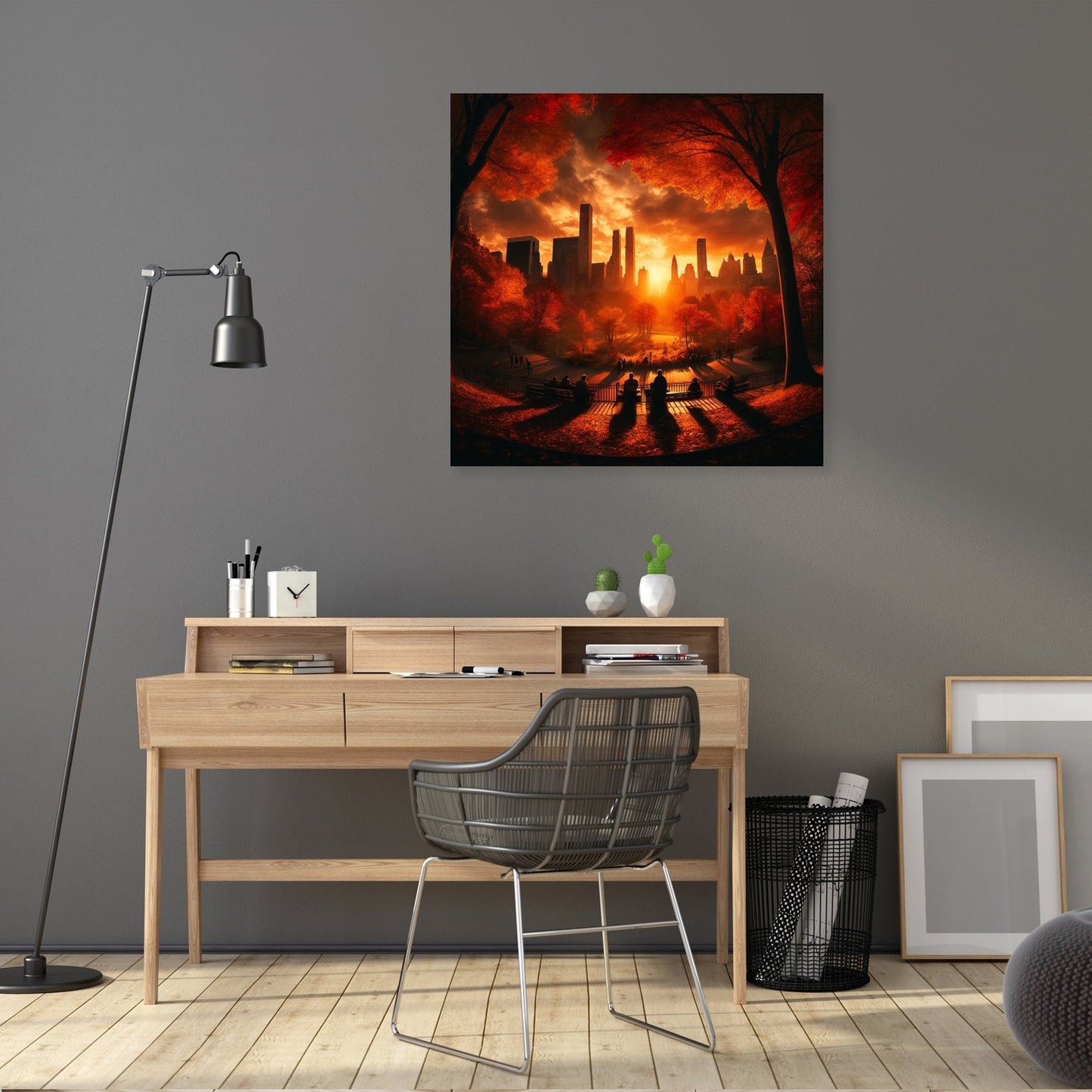 Autumn Sunset Silhouettes Canvas