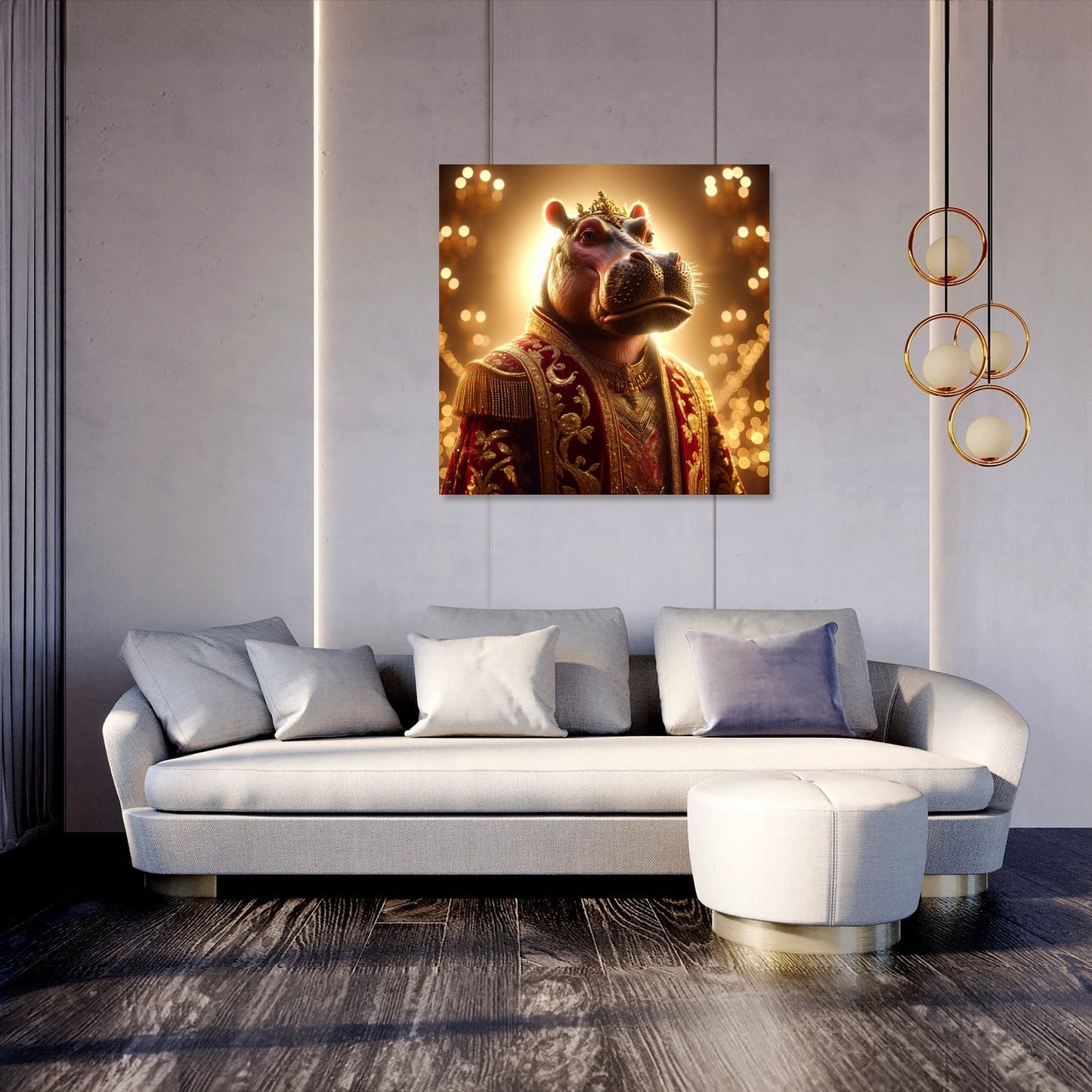 Regal Hippopotamus Elegance Canvas