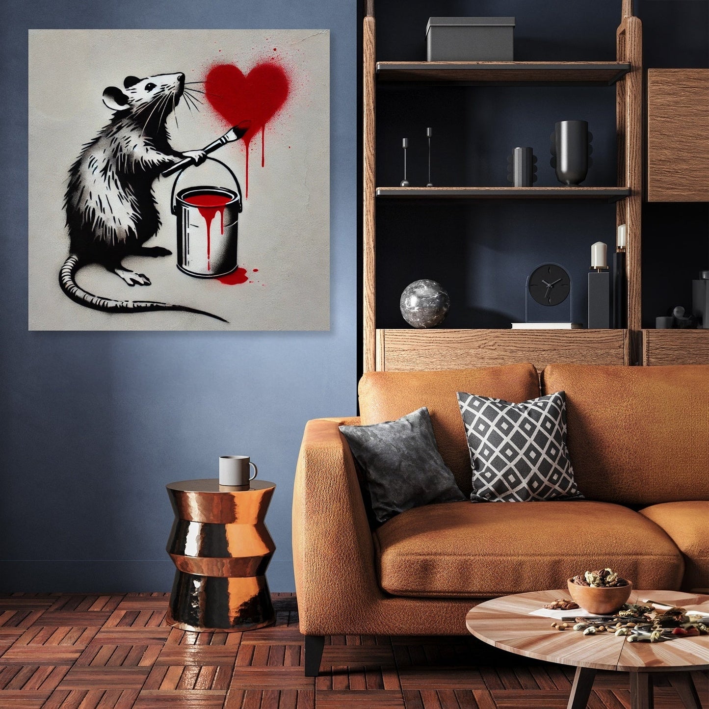 Red Heart Rat Canvas