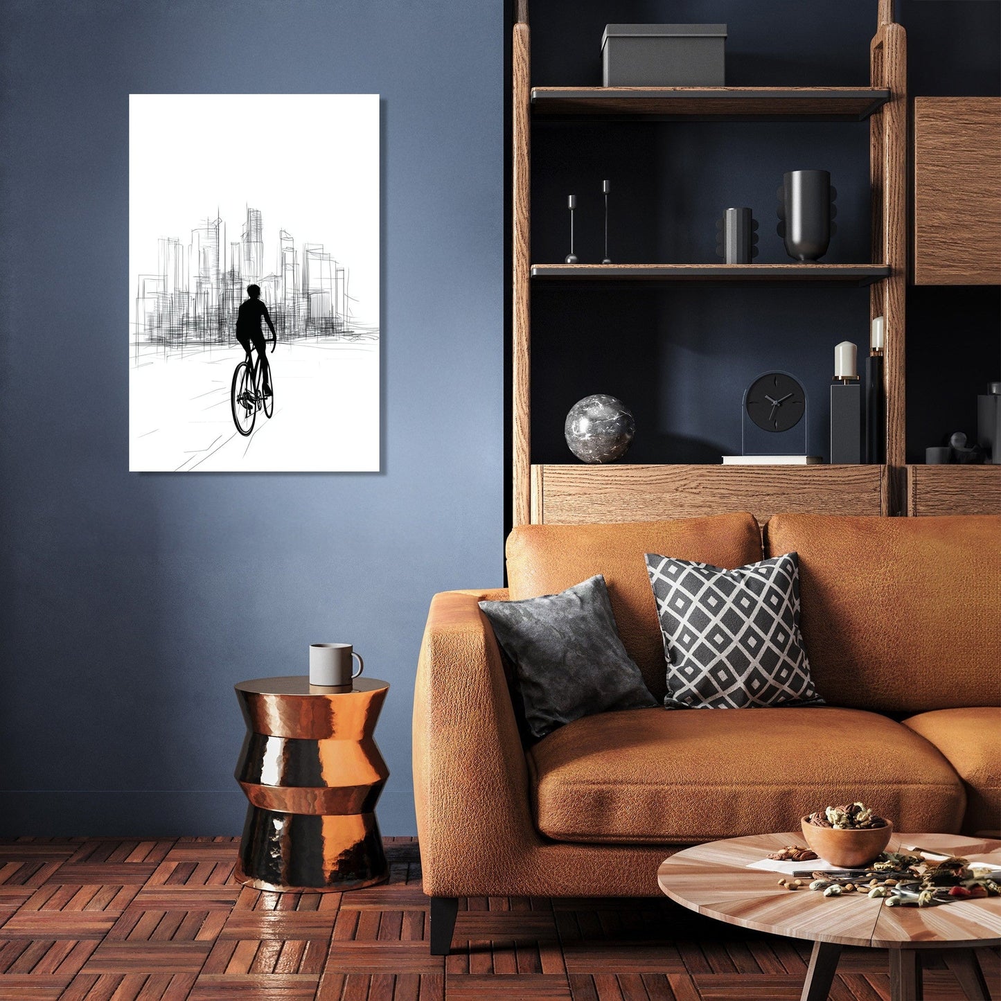 Cyclist in City Canvas