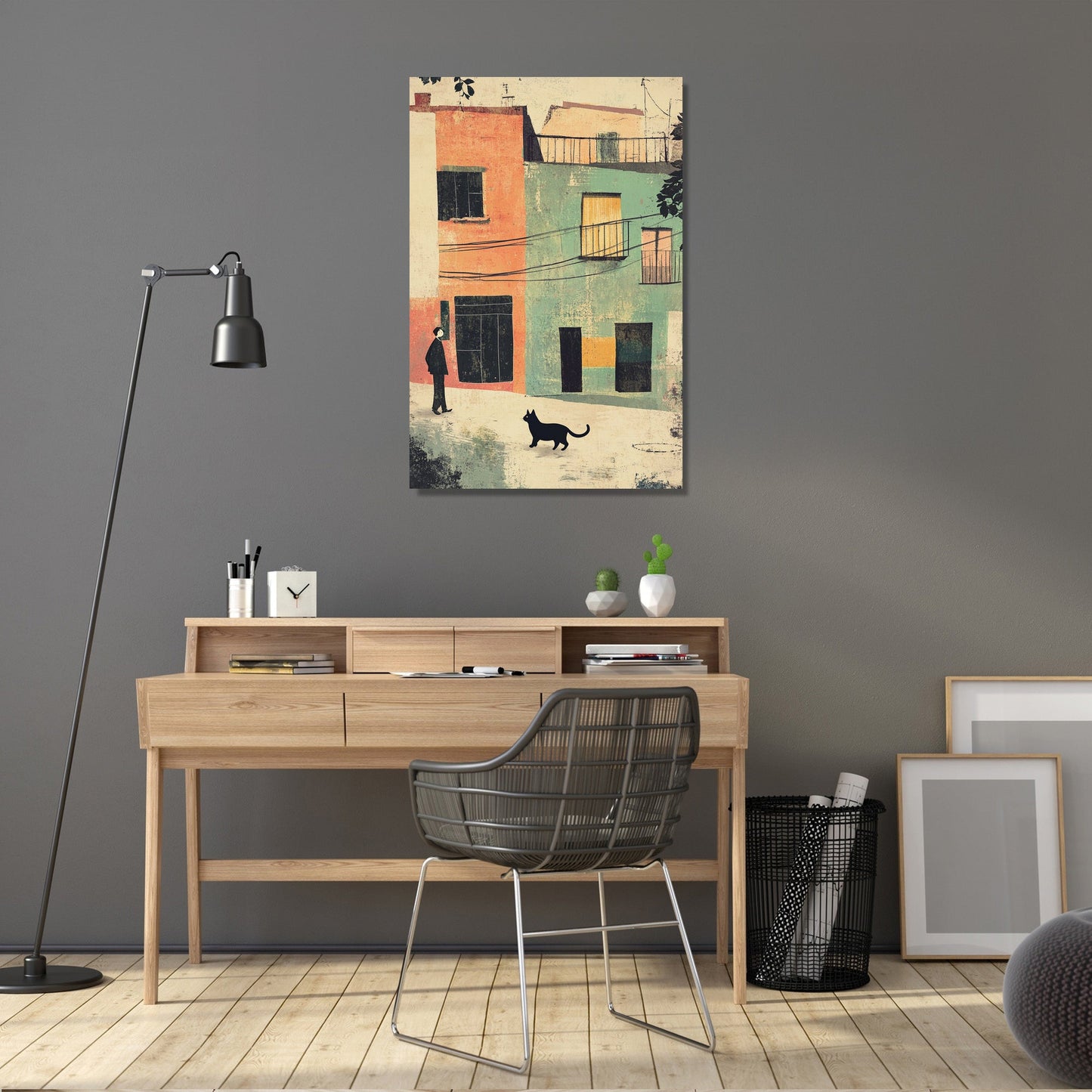 Black Cat Crossing Canvas