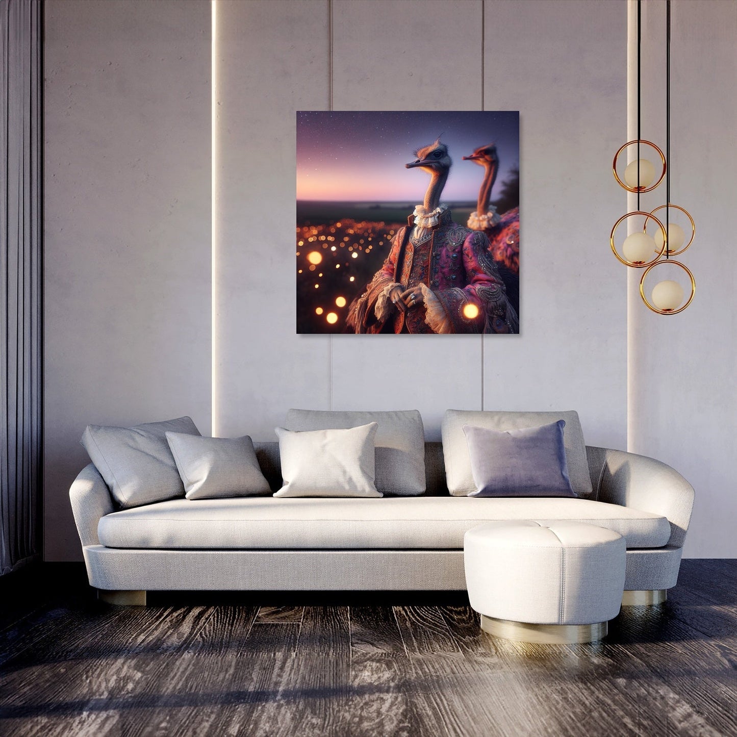 Regal Ostrich Dusk Romance Canvas
