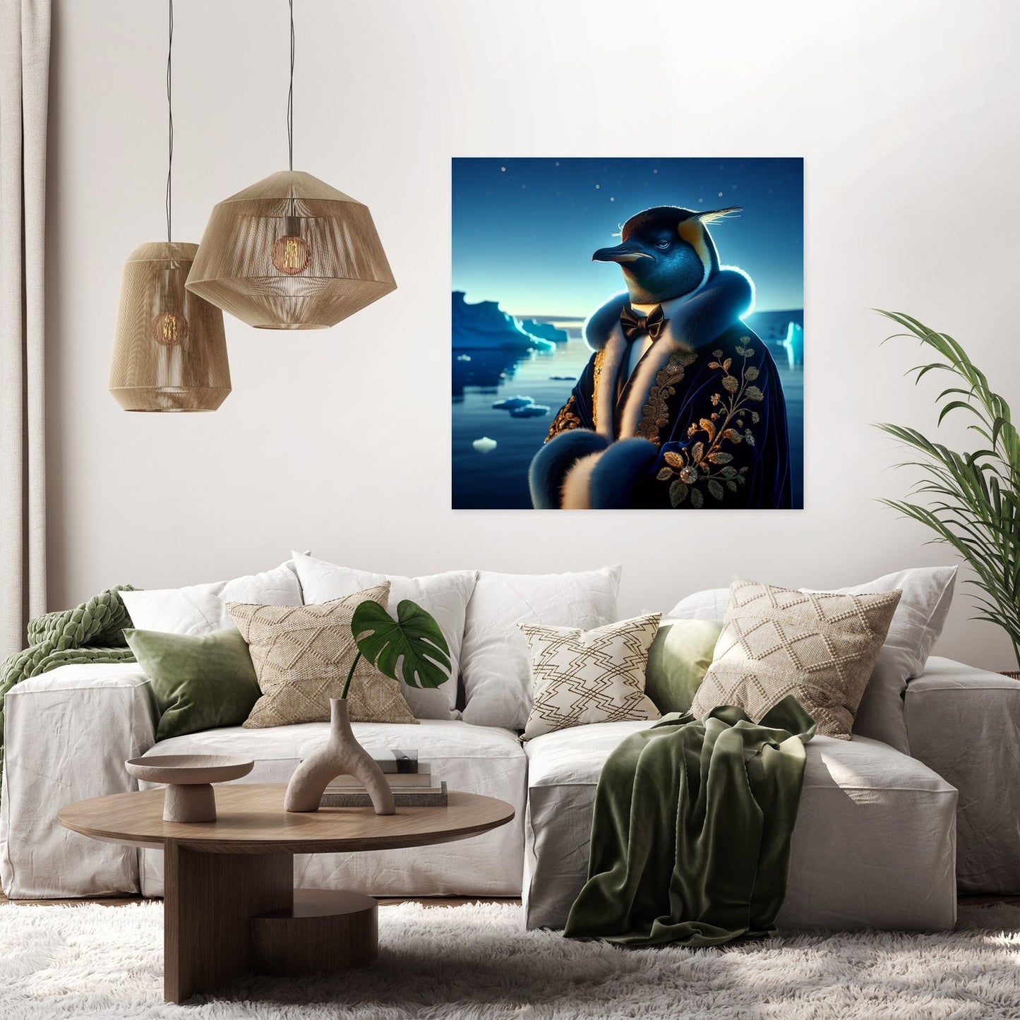 Regal Penguin Twilight Majesty Canvas