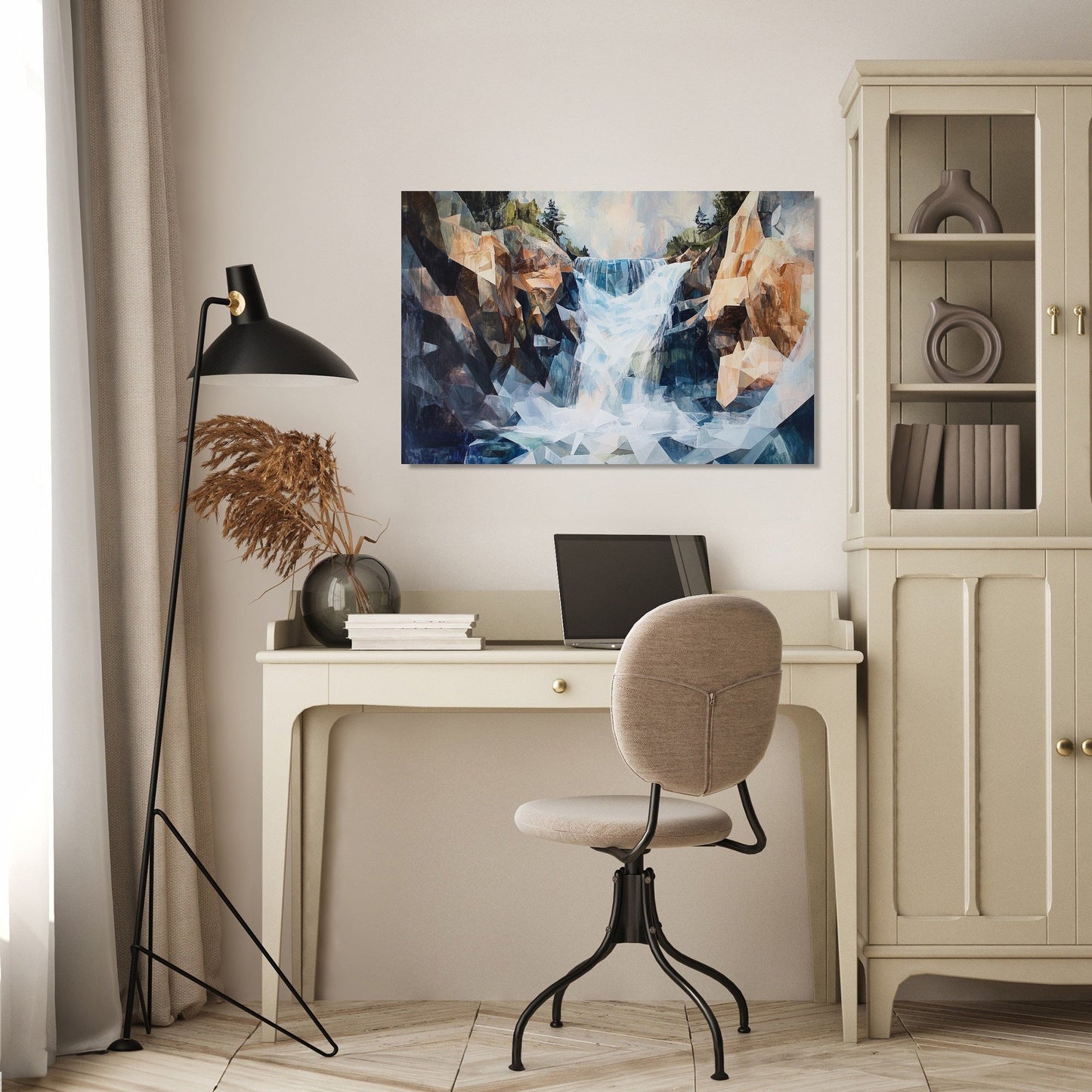 Geometric Waterfall Chaos Canvas