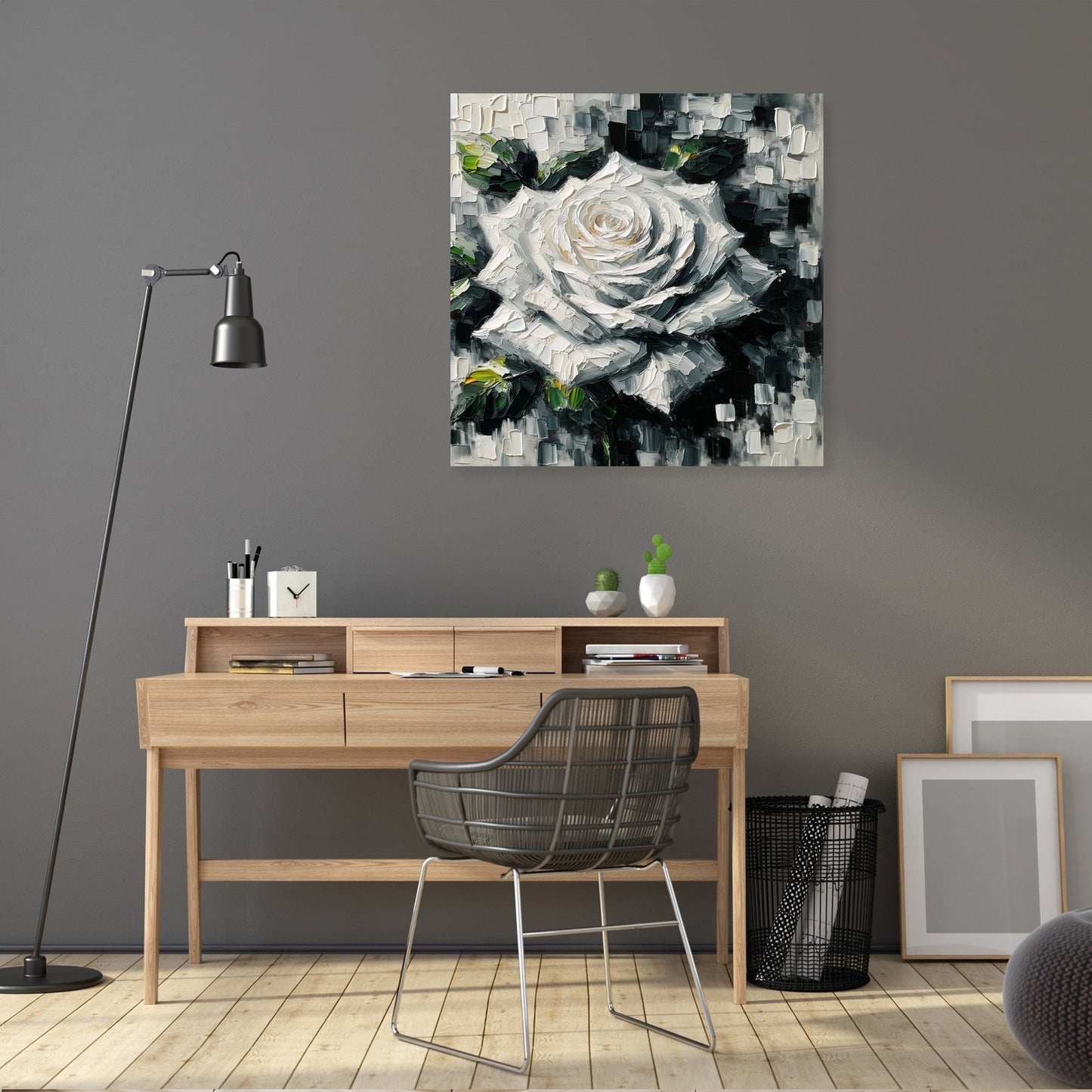 Monochrome Rose Canvas