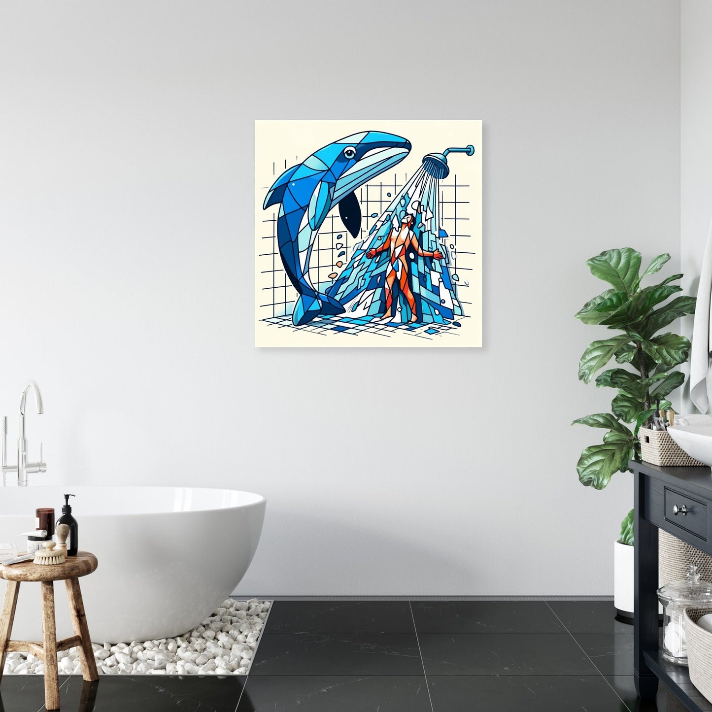 Whale of a Time Shower Canvas