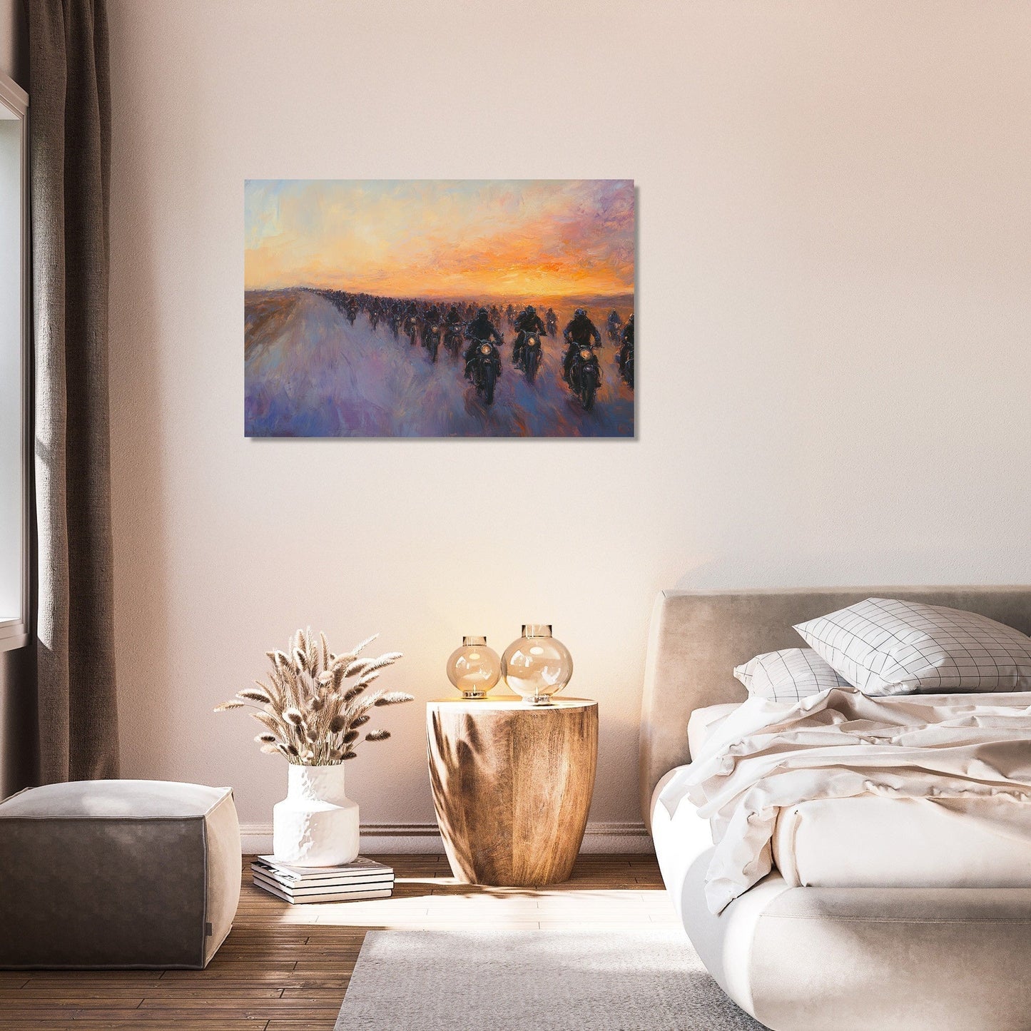 Sunset Biker Journey Canvas