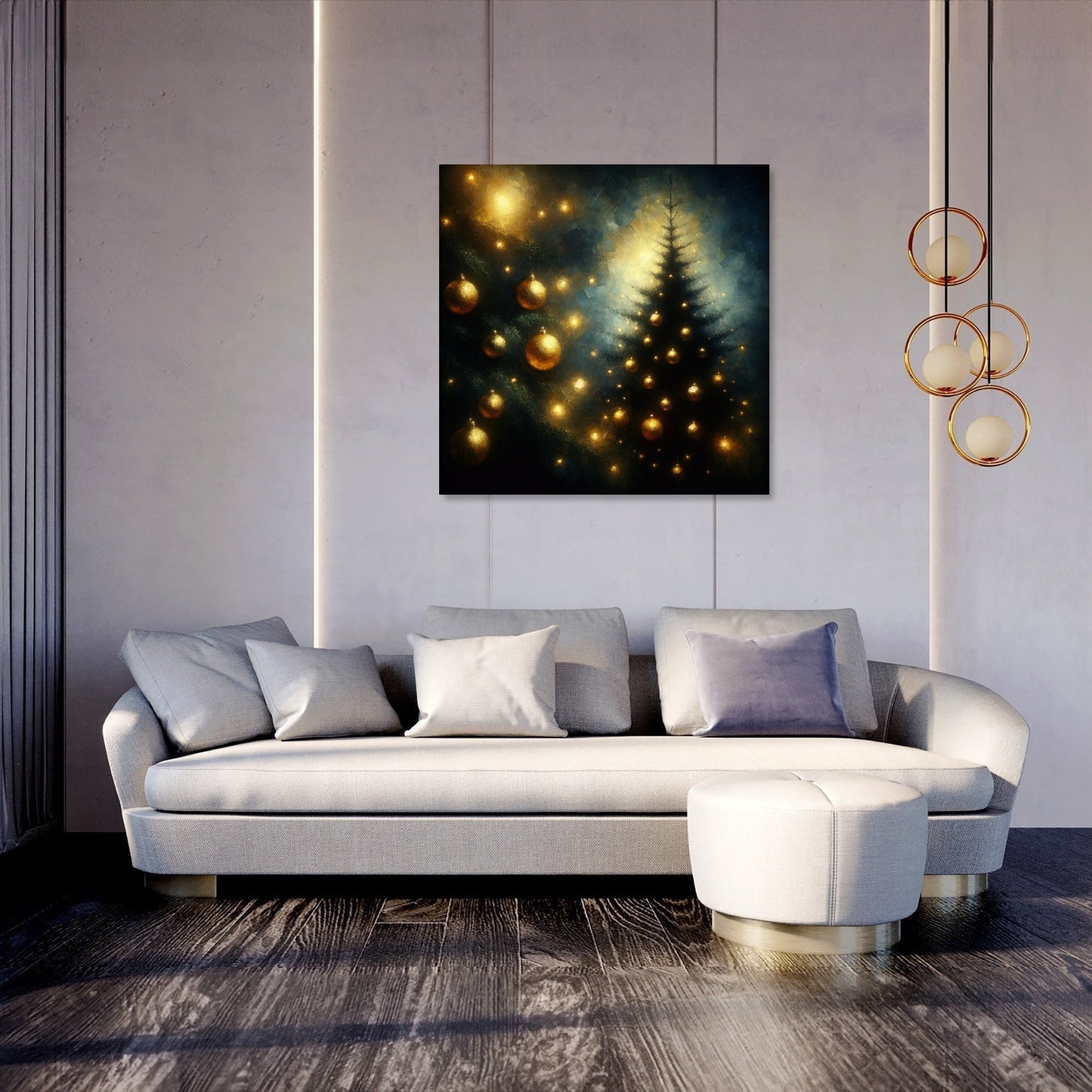Golden Memory Christmas Tree Canvas