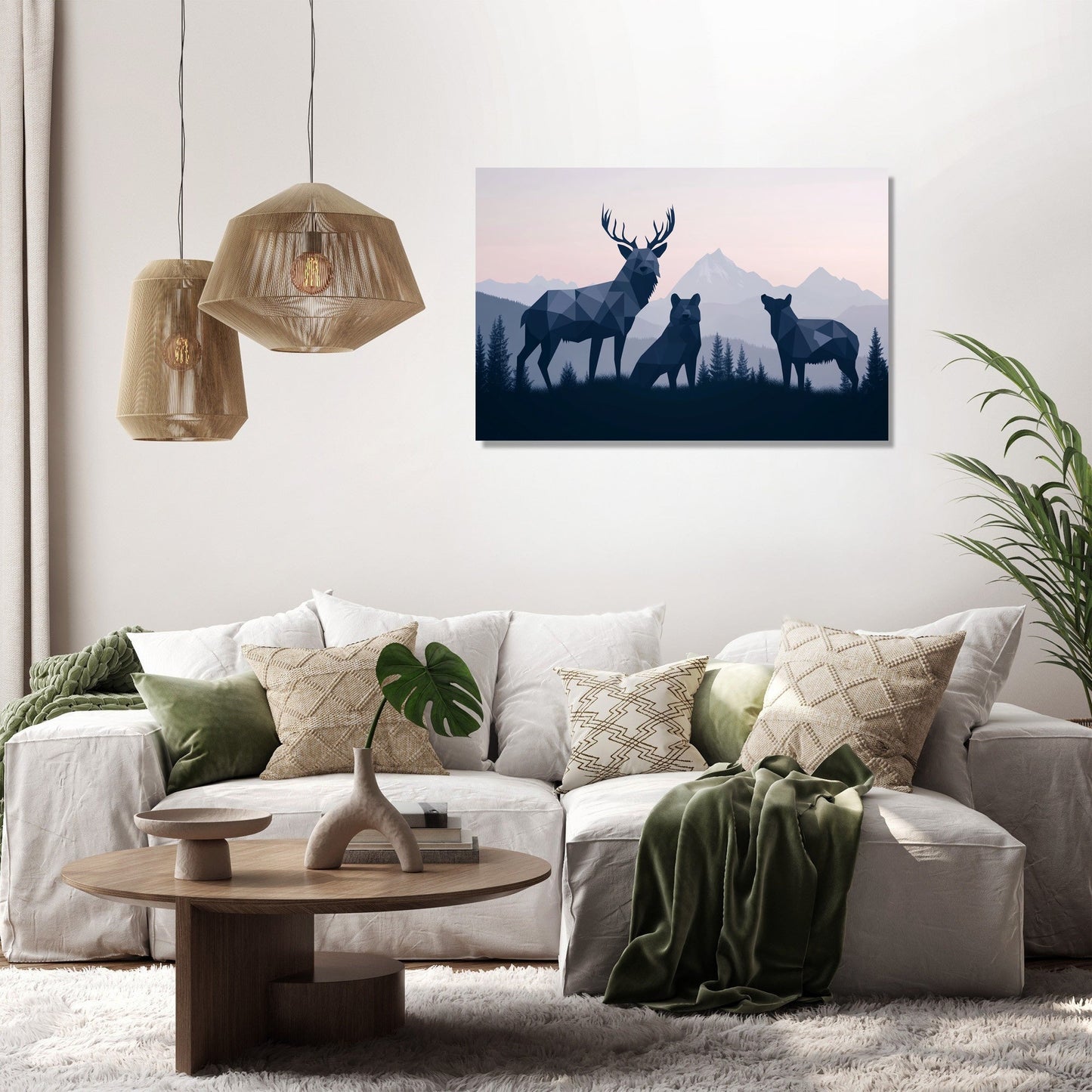 Sombre Wildlife Geometry Canvas