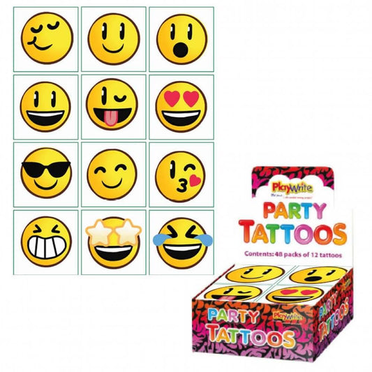Children's Colourful Emoji Themed Temporary Tattoos (Pack of 12)
