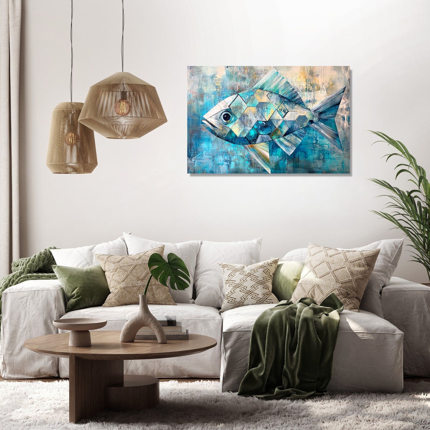 Geometric Fish Elegance Canvas