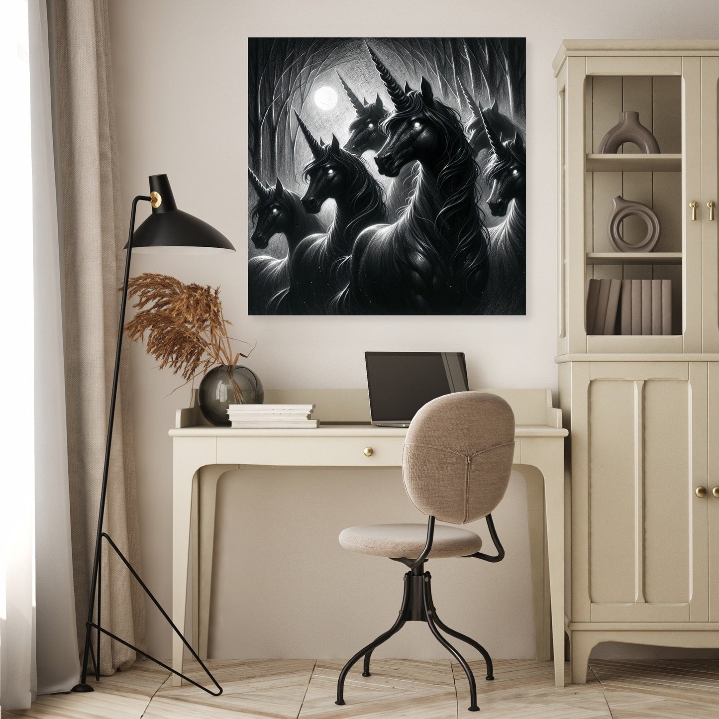 Moonlit Shadows Unicorns Canvas