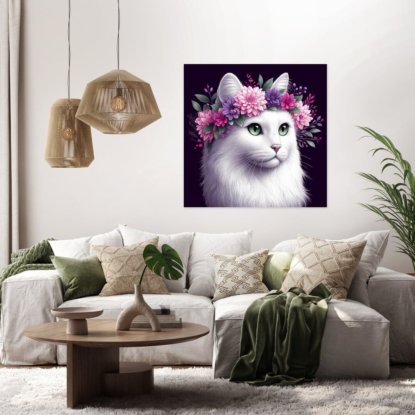 Floral Crown Cat Canvas