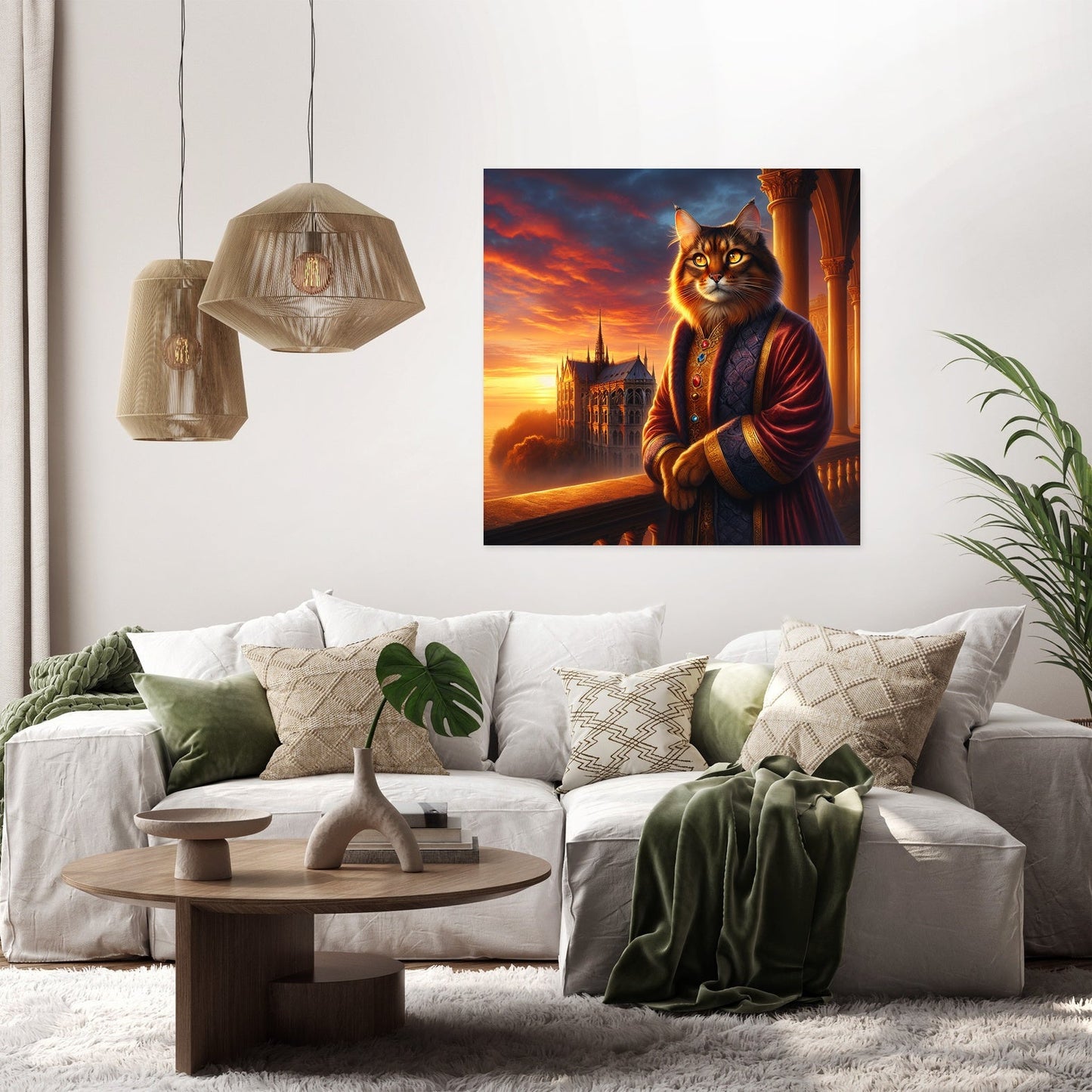 Majestic Sunset Monarch Cat Canvas