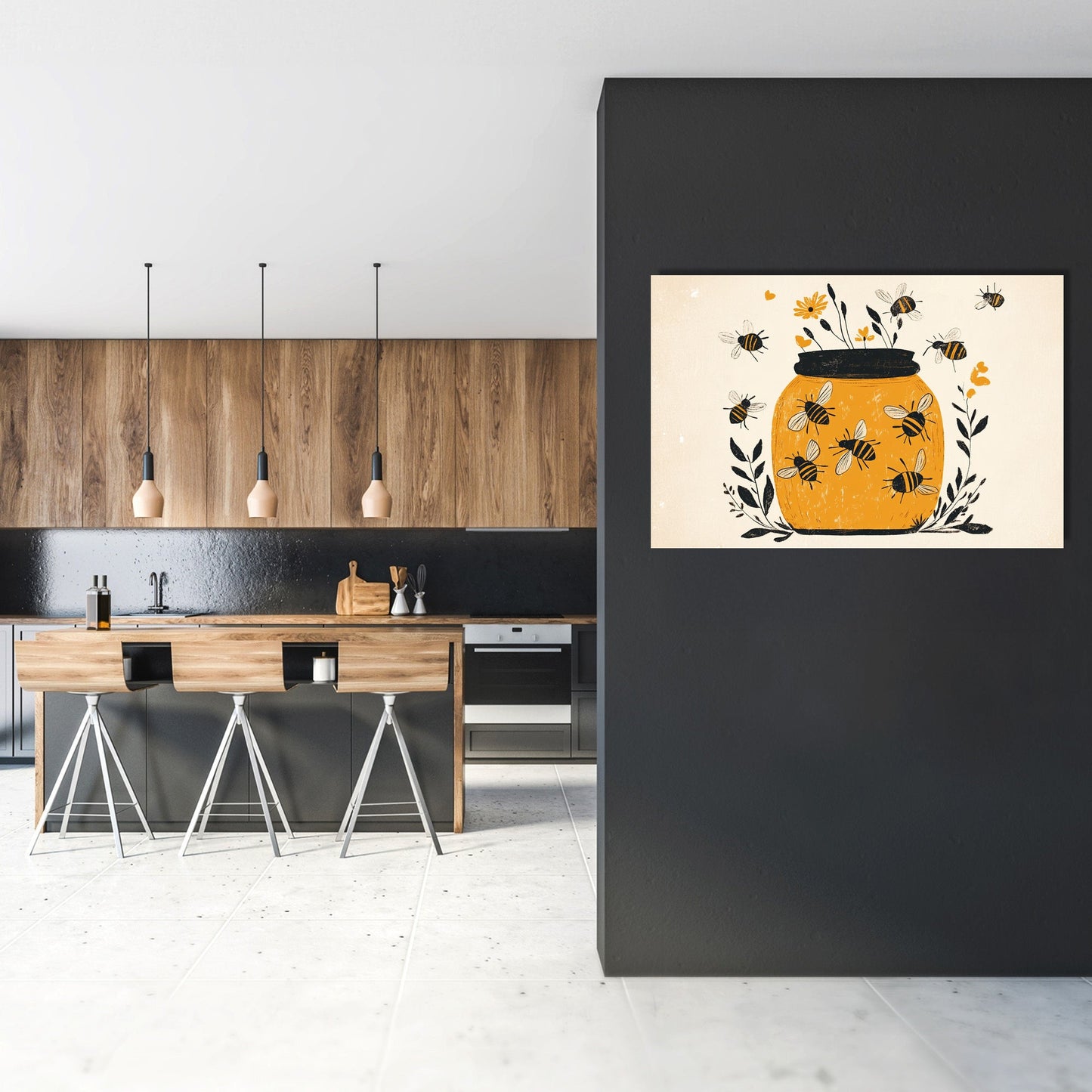 Embroidered Honey Jar Canvas