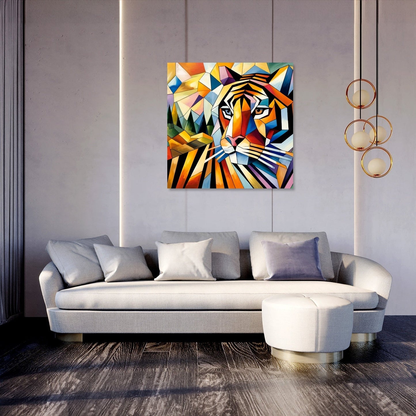 Cubist Tiger Mosaic Canvas