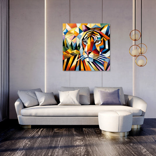 Cubist Tiger Mosaic Canvas