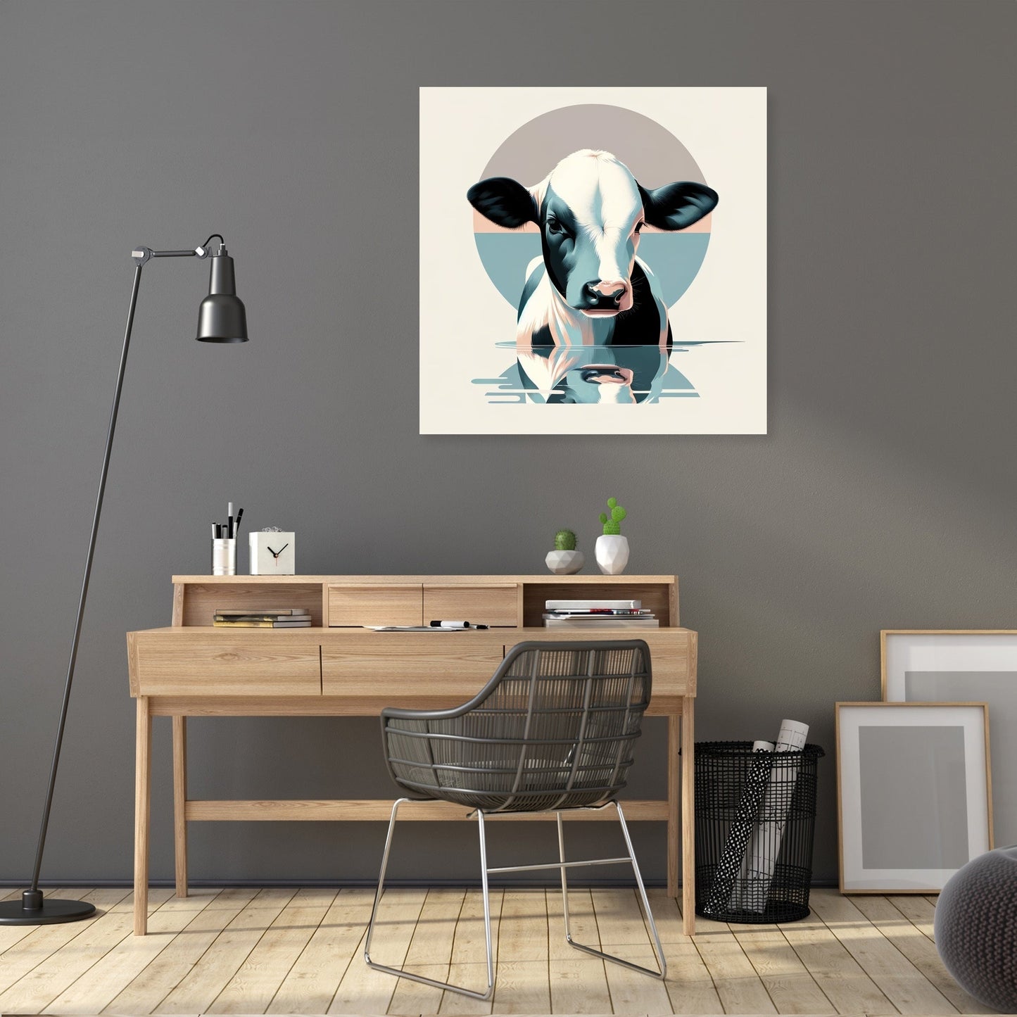 Pastel Modernist Cow Canvas