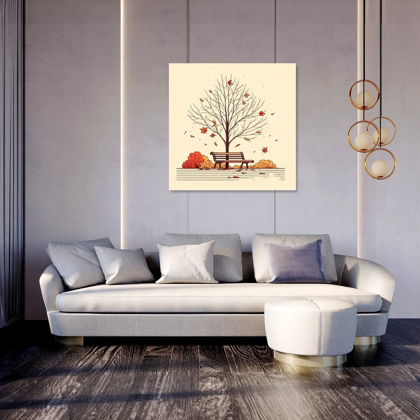 Autumn Park in Warm Colors Canvas