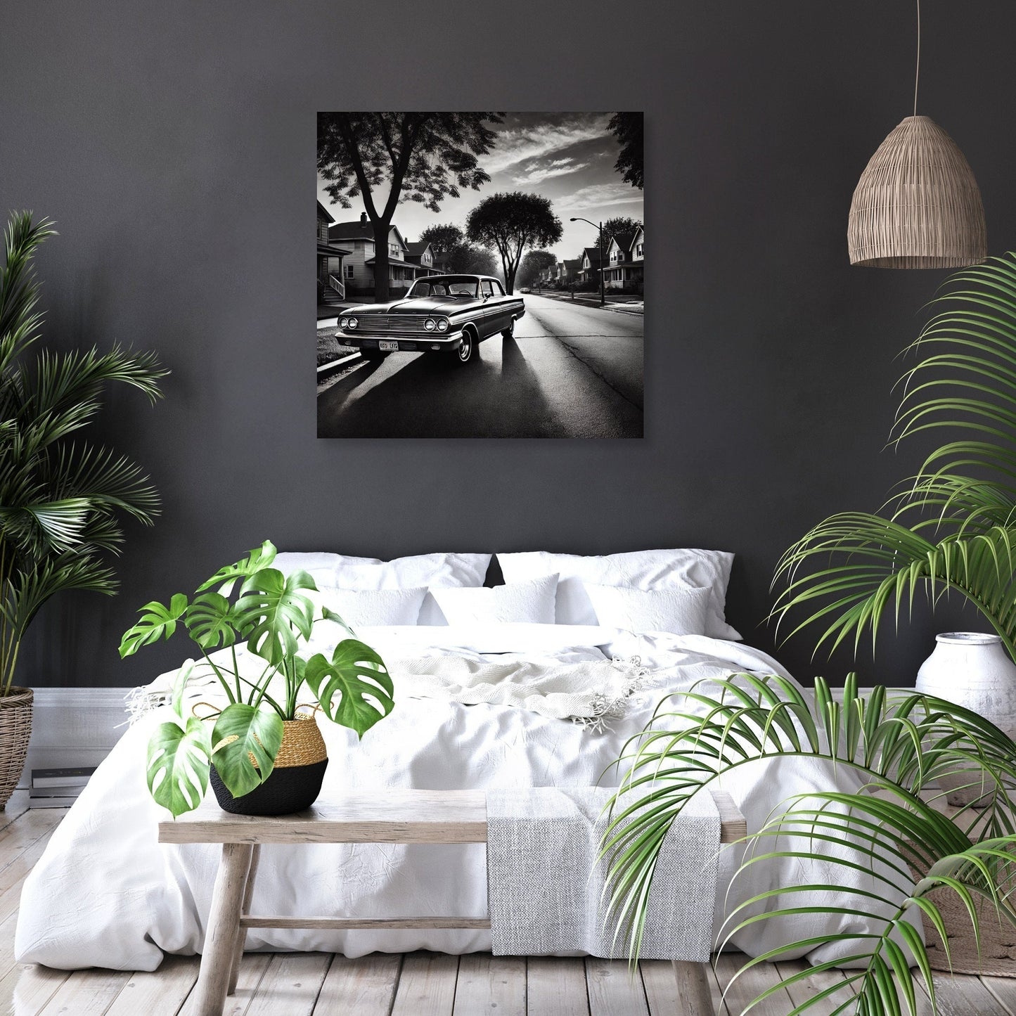 Nostalgic Suburban Drive Canvas