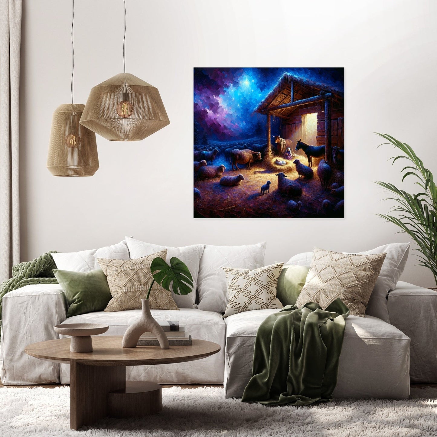 Divine Nativity Night Canvas