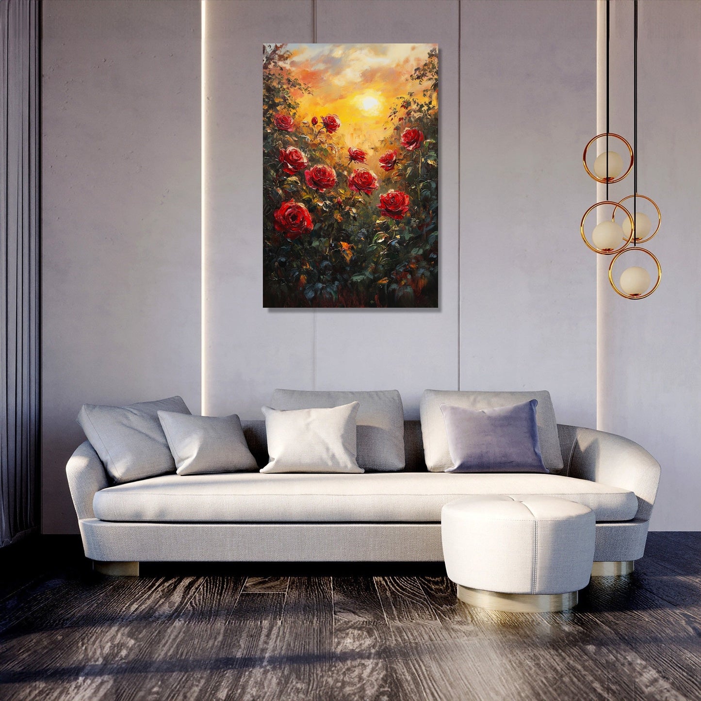 Sunset Rose Garden Canvas