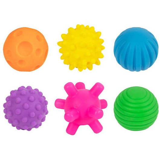 Gift Box of Six Colourful and Textured Sensory Balls for Babies