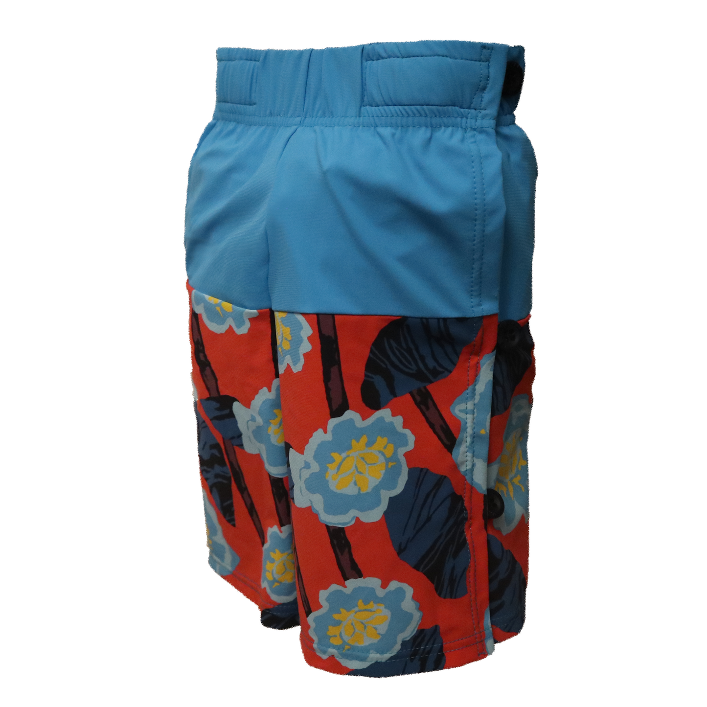 Boy's Wrap Swim Shorts - Floral Blue