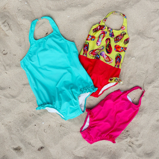 Girl's Halterneck Swimsuit in Tropic Turq