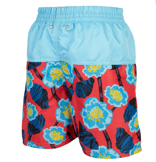 Boy's Board Swim Shorts - Floral Blue