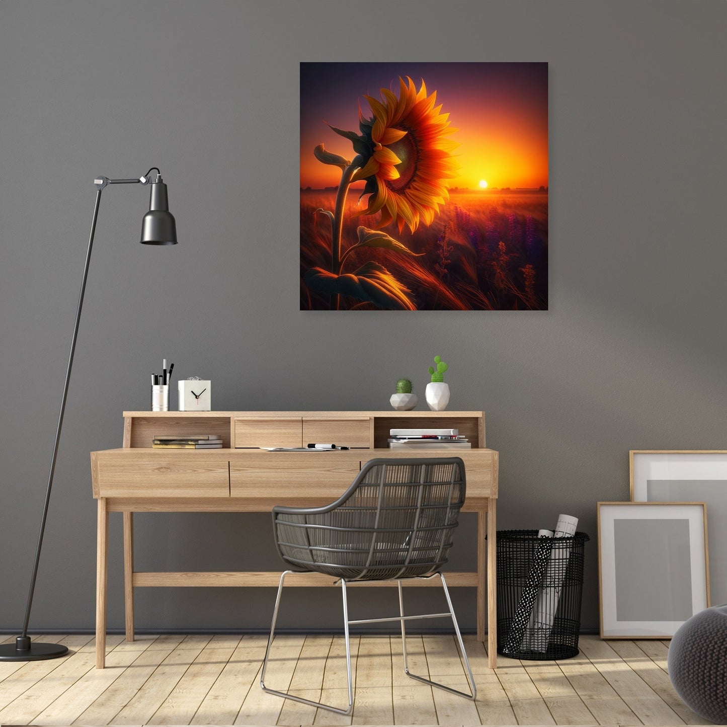 Solitary Sunset Bloom Canvas