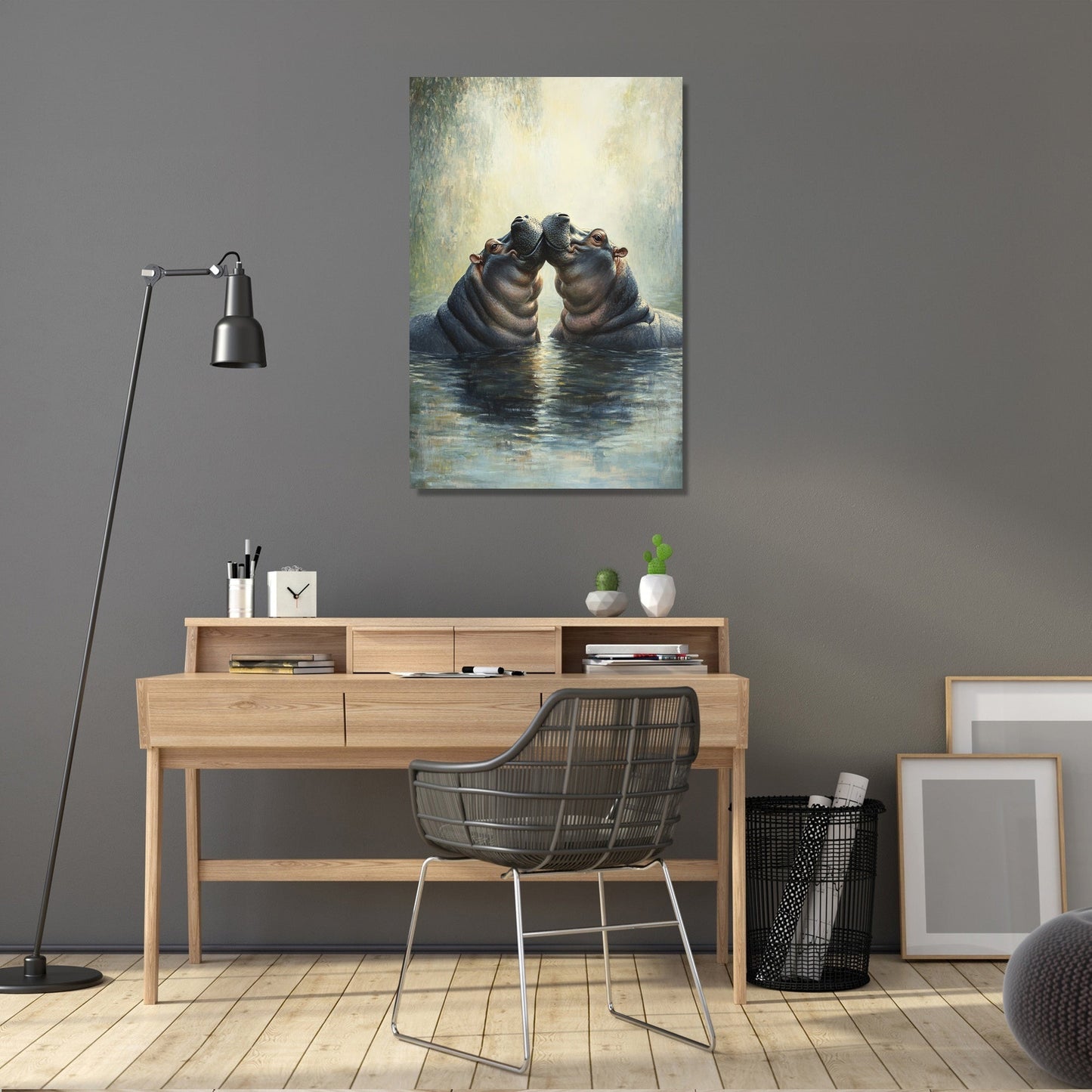 Pastel Hippo Harmony Canvas