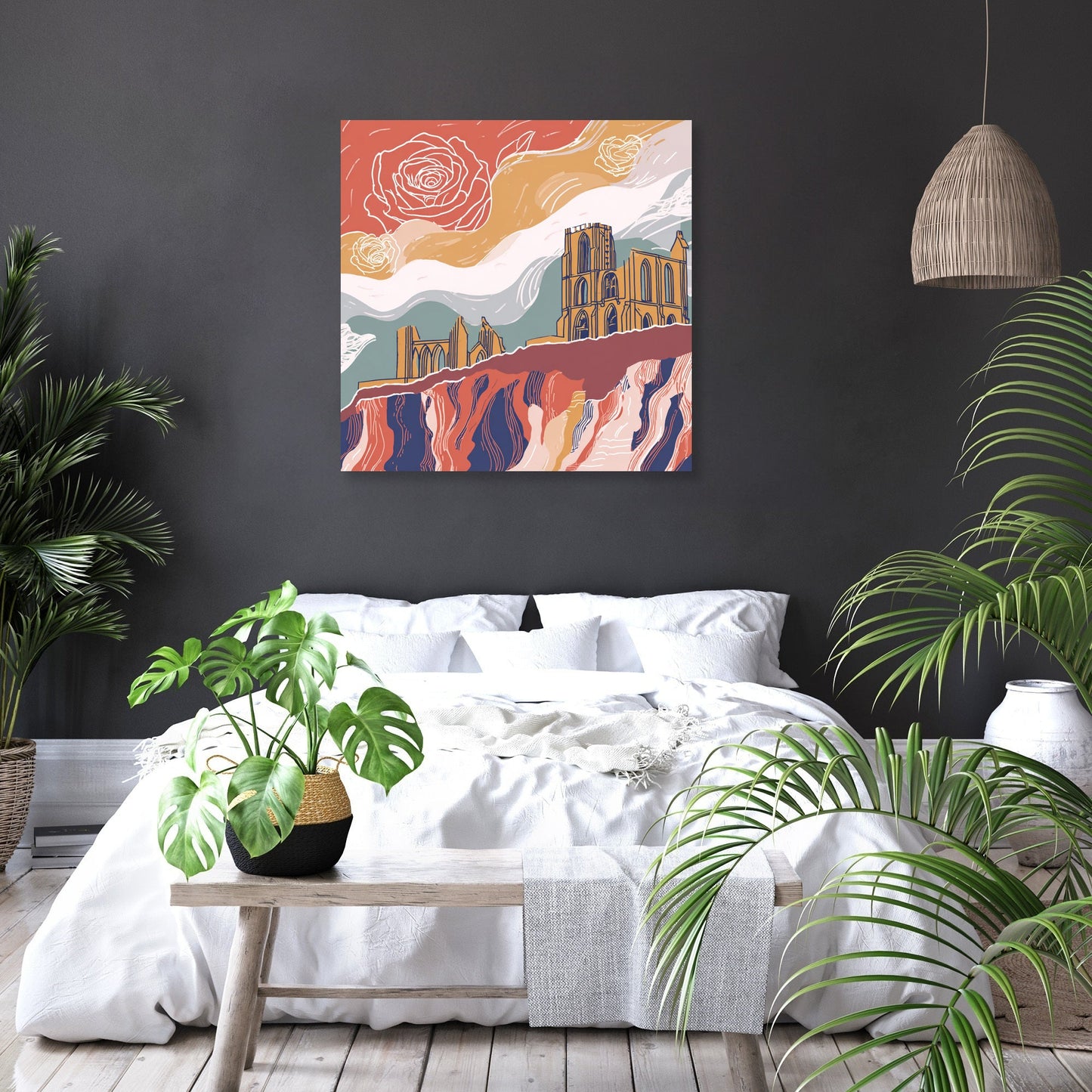 Whitby Abbey Rose Canvas