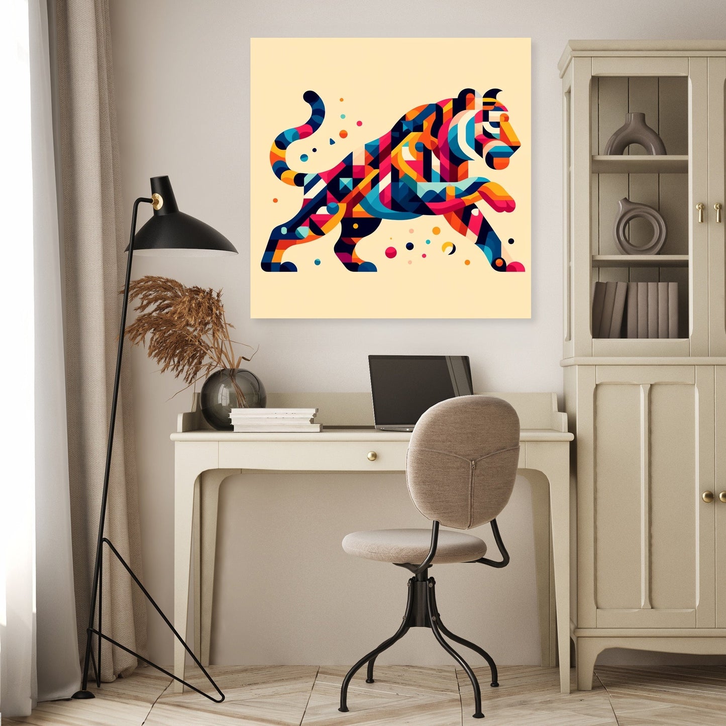 Vibrant Geometric Tiger Canvas