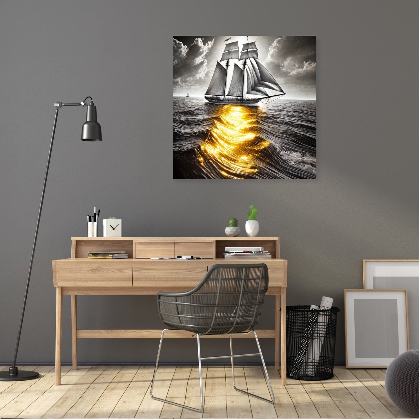 Golden Reflection Sailboat Canvas