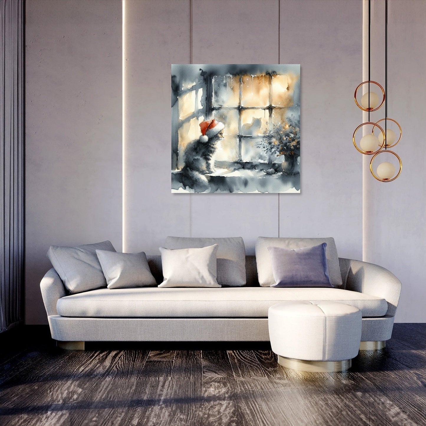 Christmas Solitude Feline Canvas