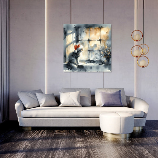 Christmas Solitude Feline Canvas