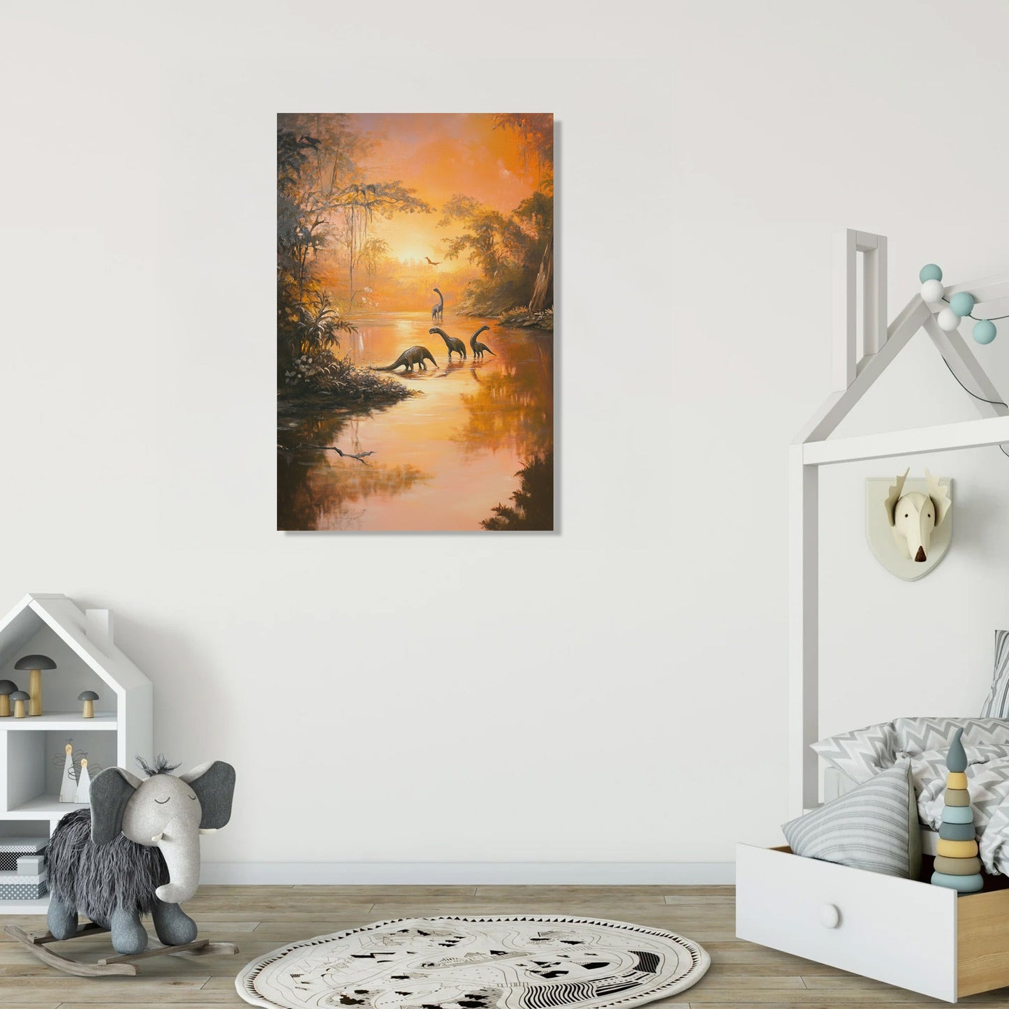 Dinosaurs on Shimmering Canvas