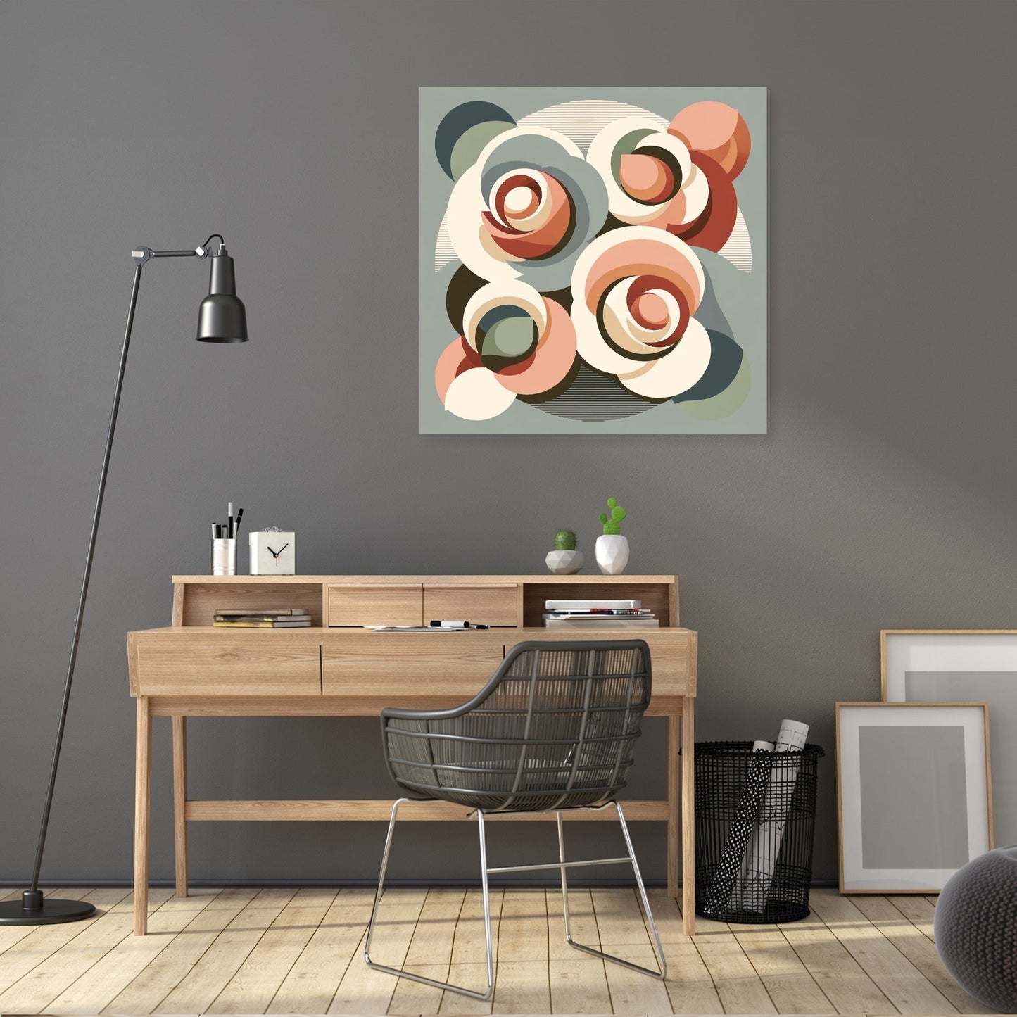 Mid-Century Modern Rose Symphony Canvas