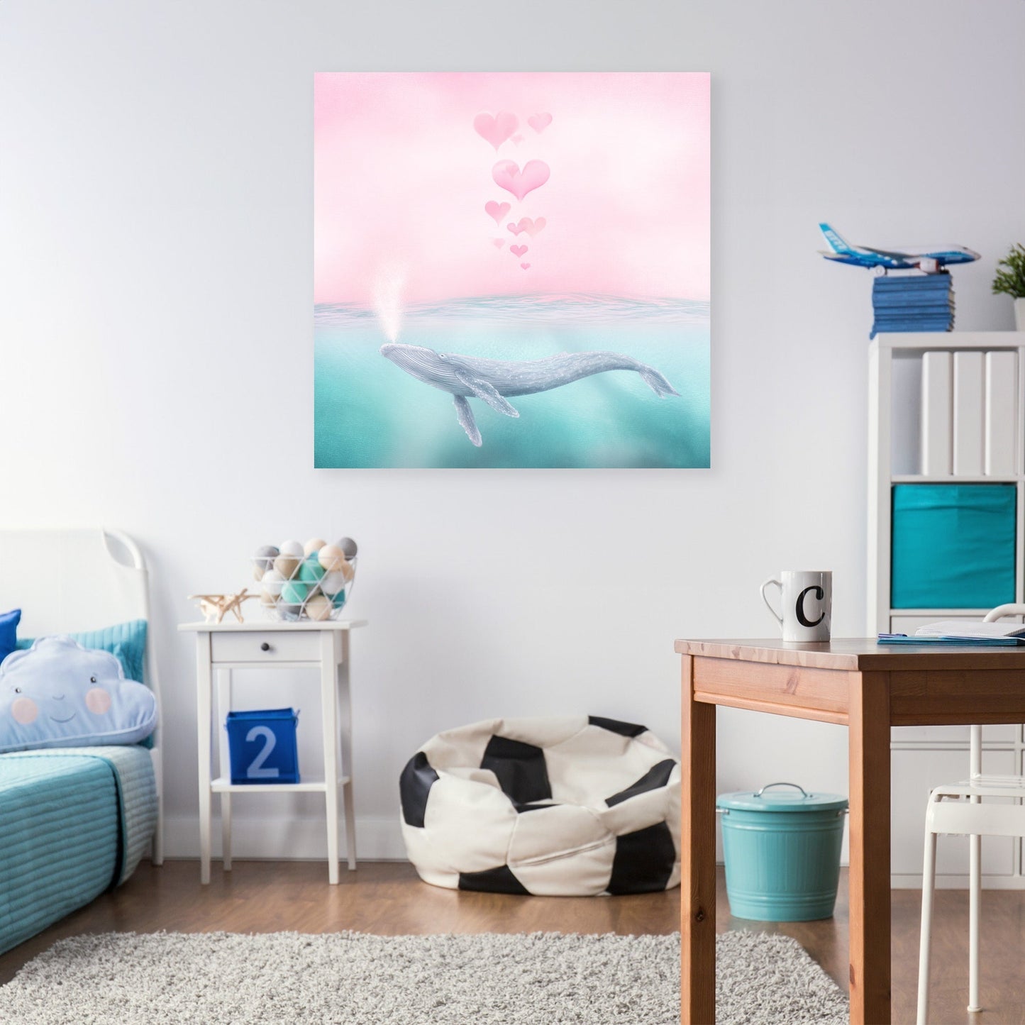 Heart Bubbles Whale Canvas