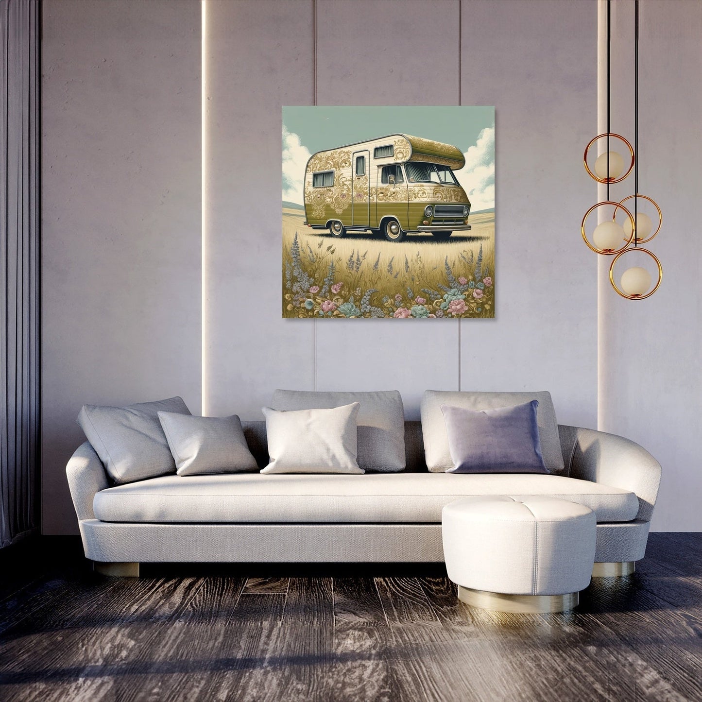 Retro Flower Camper Canvas