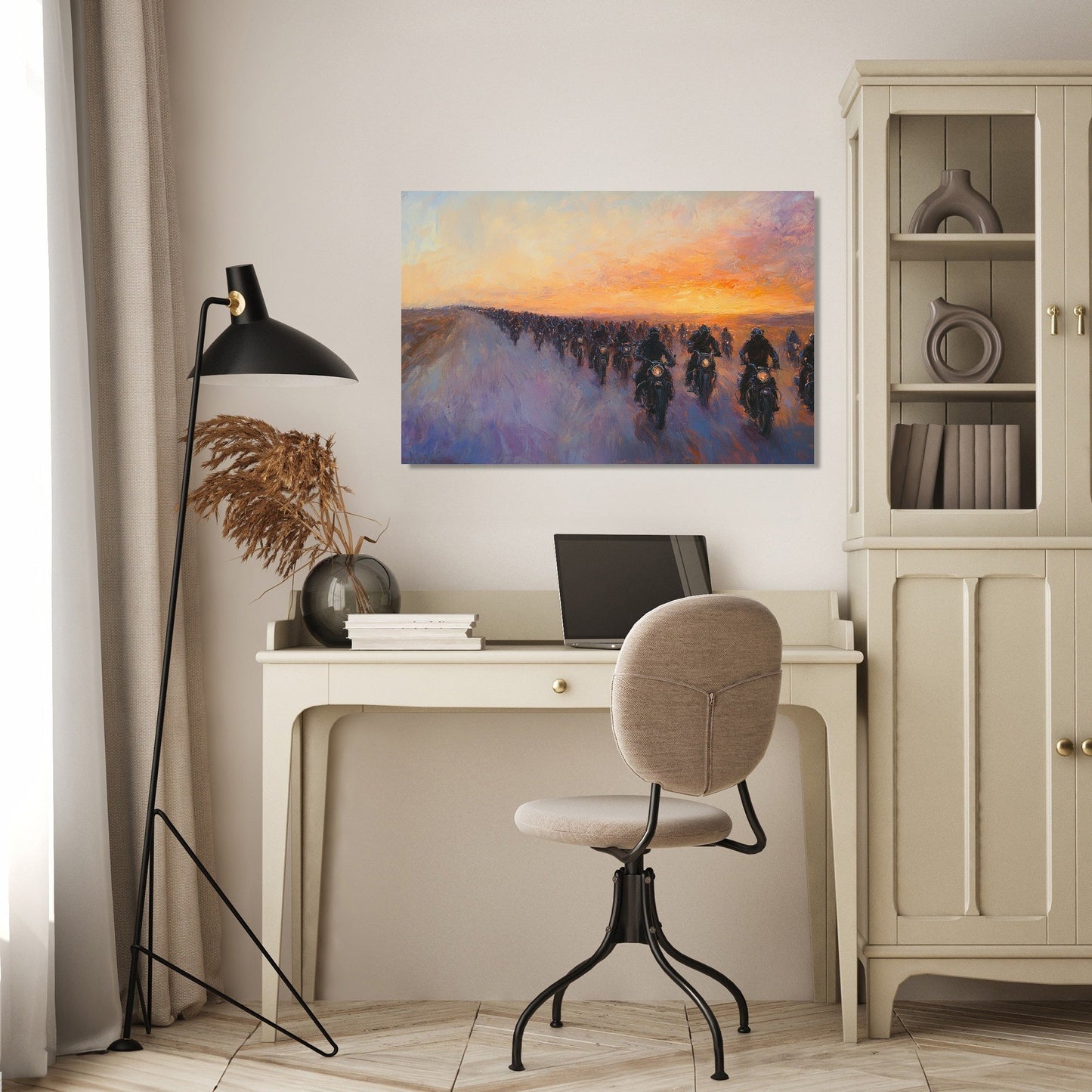 Sunset Biker Journey Canvas