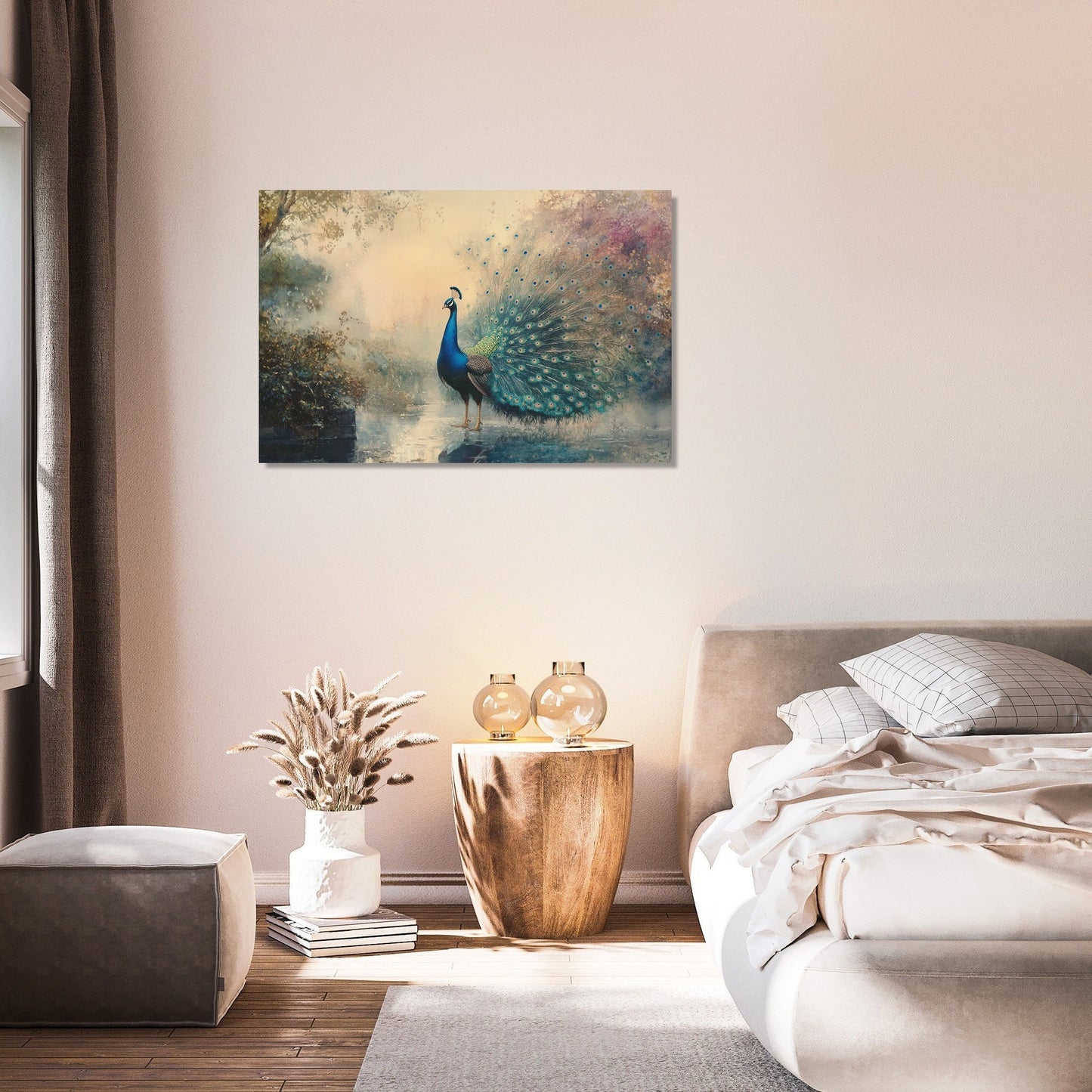 Peacock Tranquility Sunrise Canvas