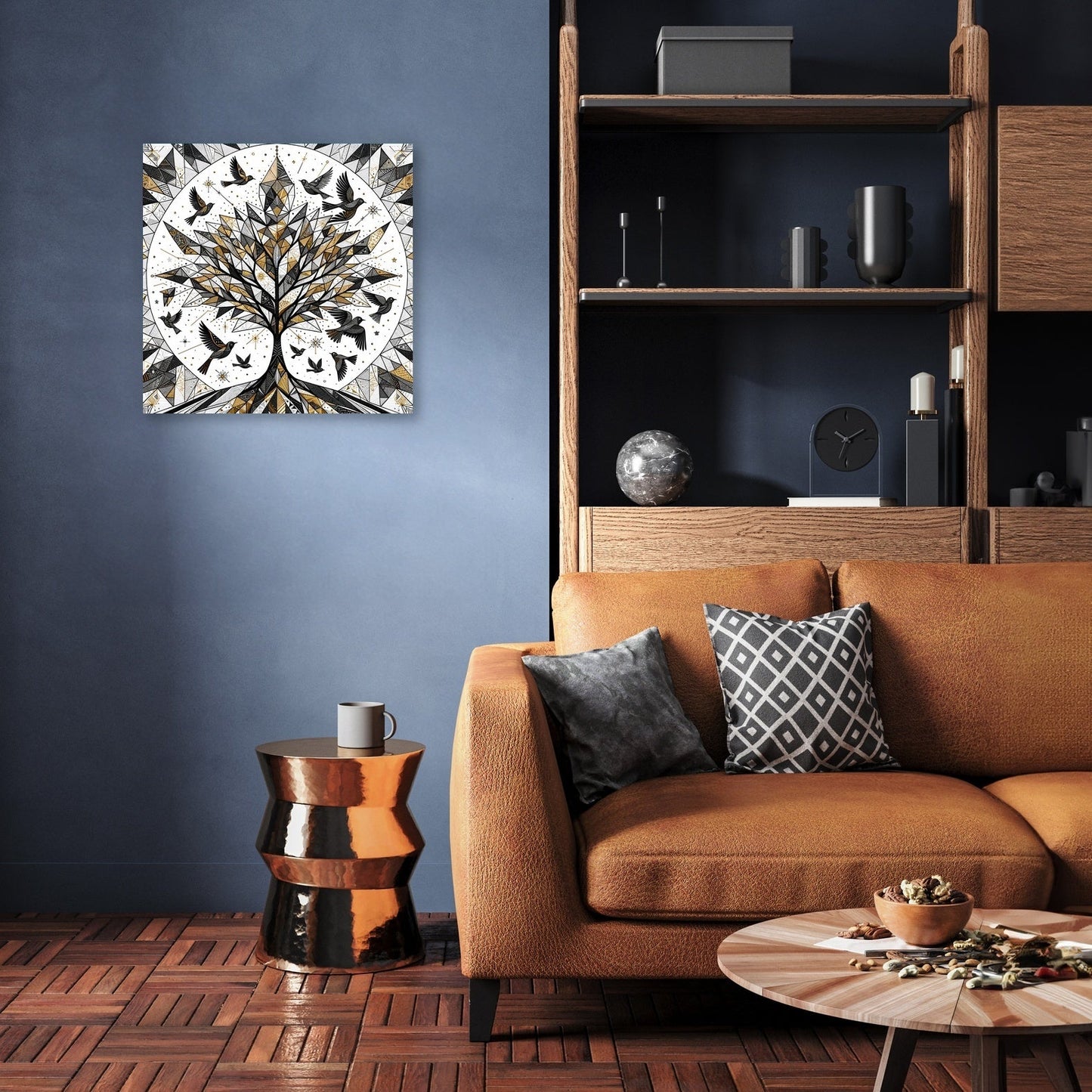 Golden Geometric Nature Canvas