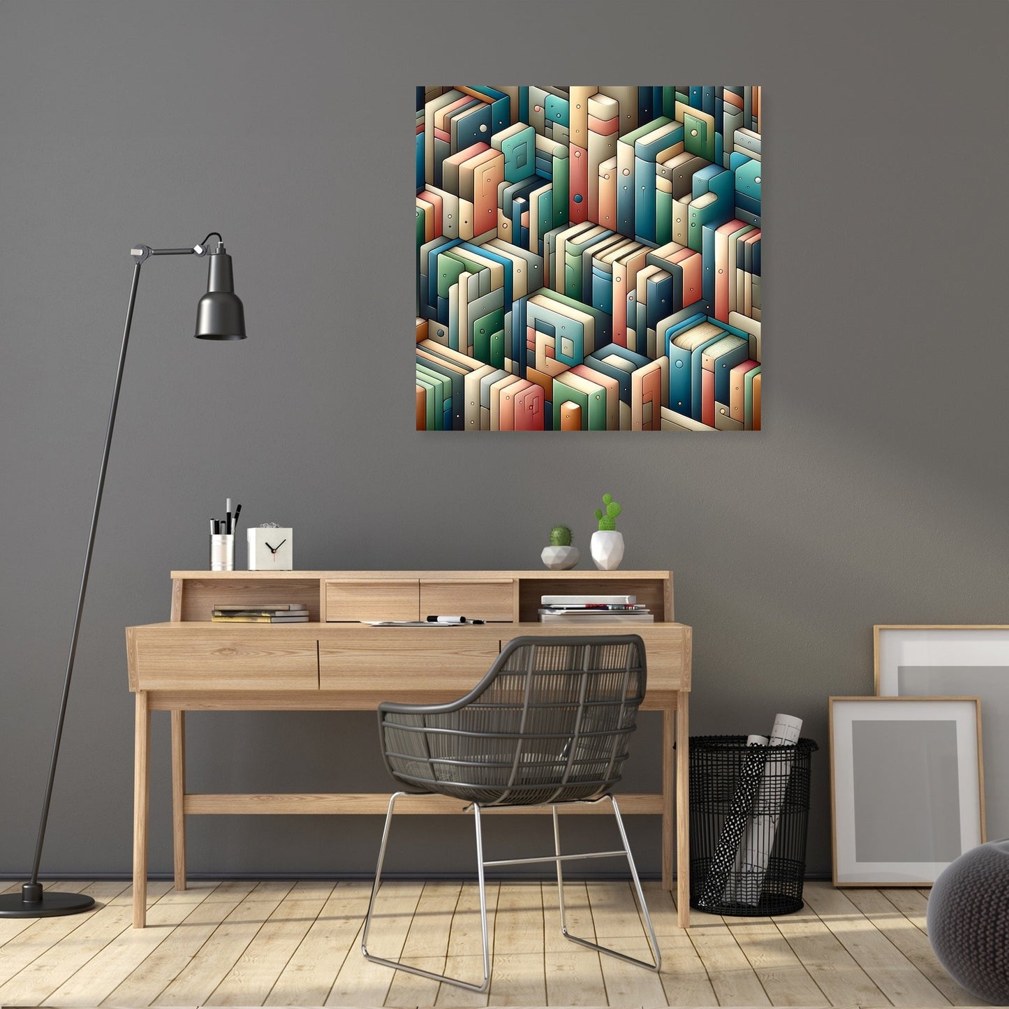 Abstract Bookshelf Canvas