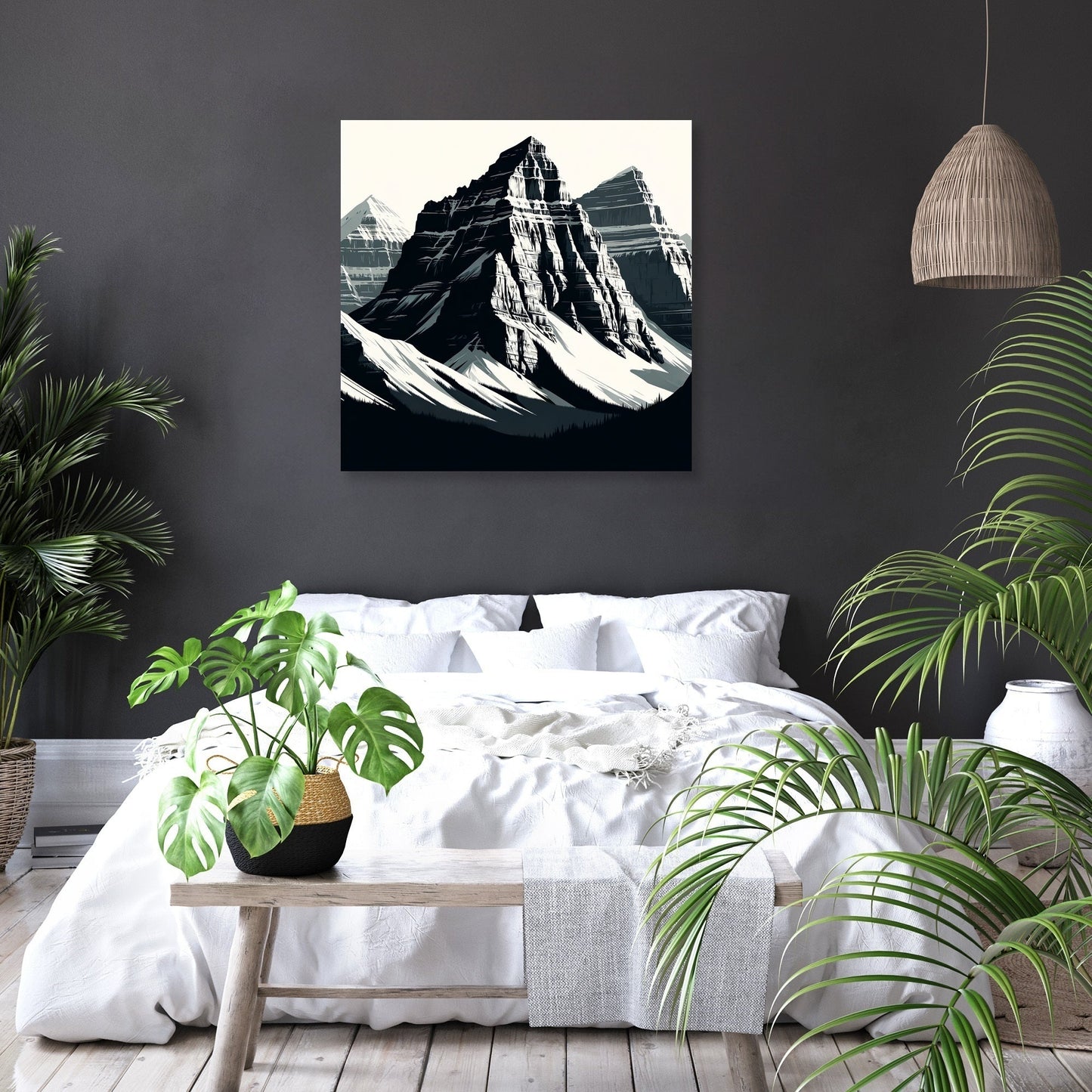 Rockies Modernist Monochrome Canvas