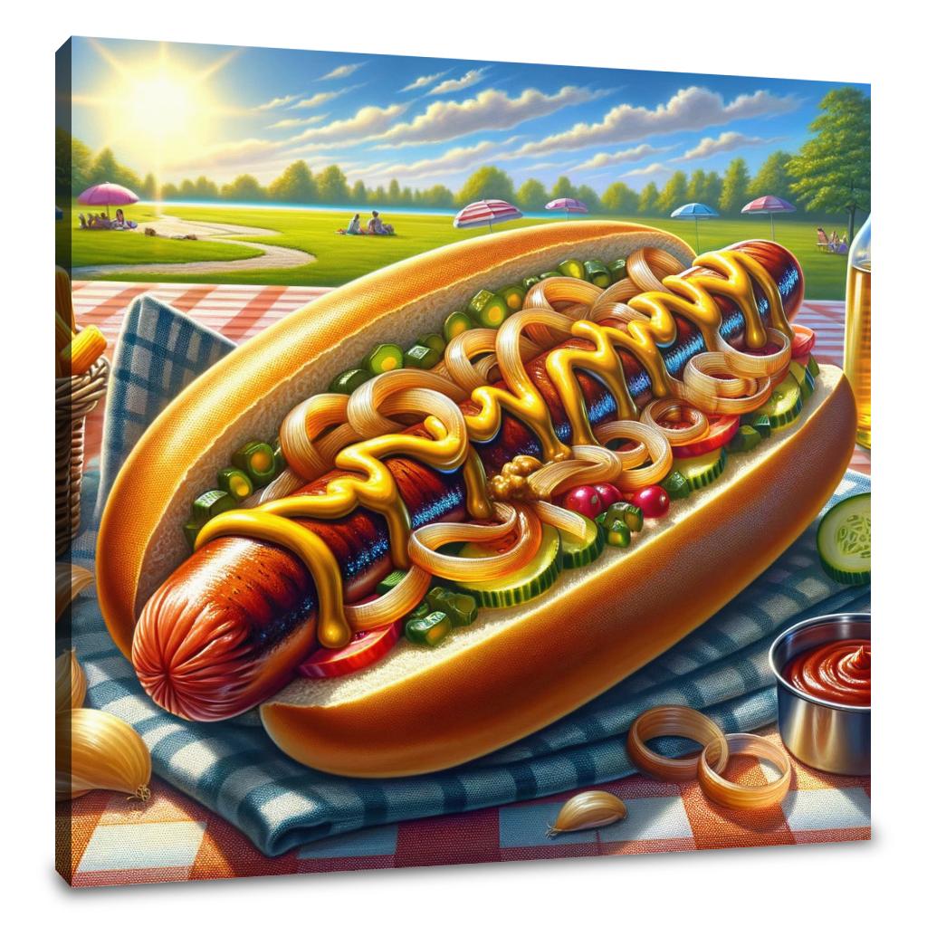Summer Picnic Hot Dog Canvas