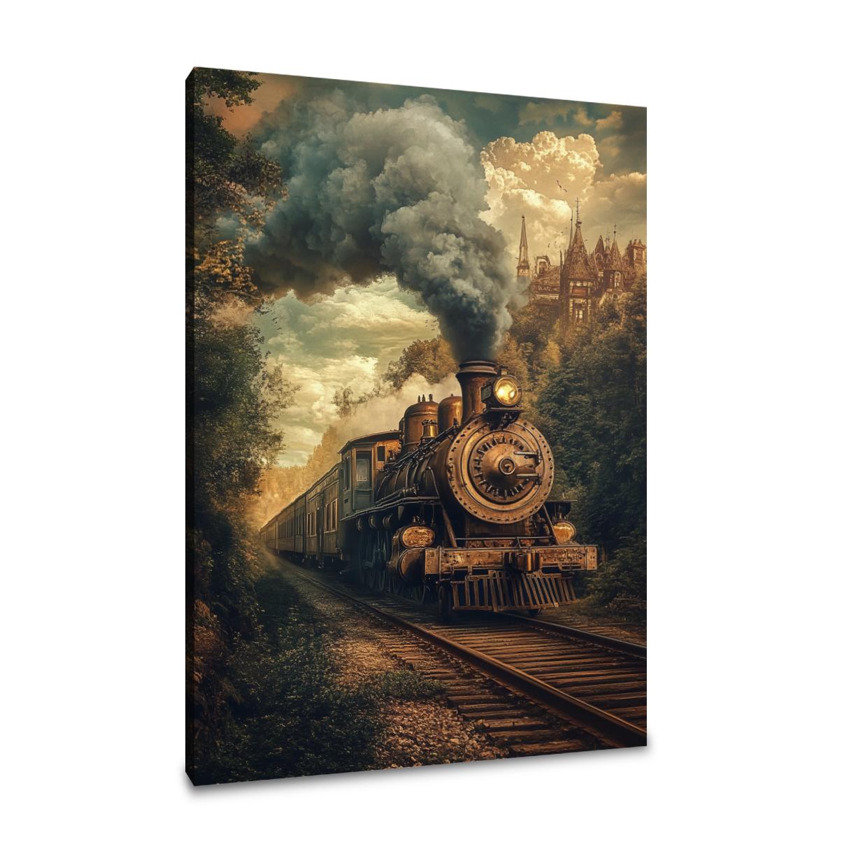 Steampunk Locomotive Reverie Canvas